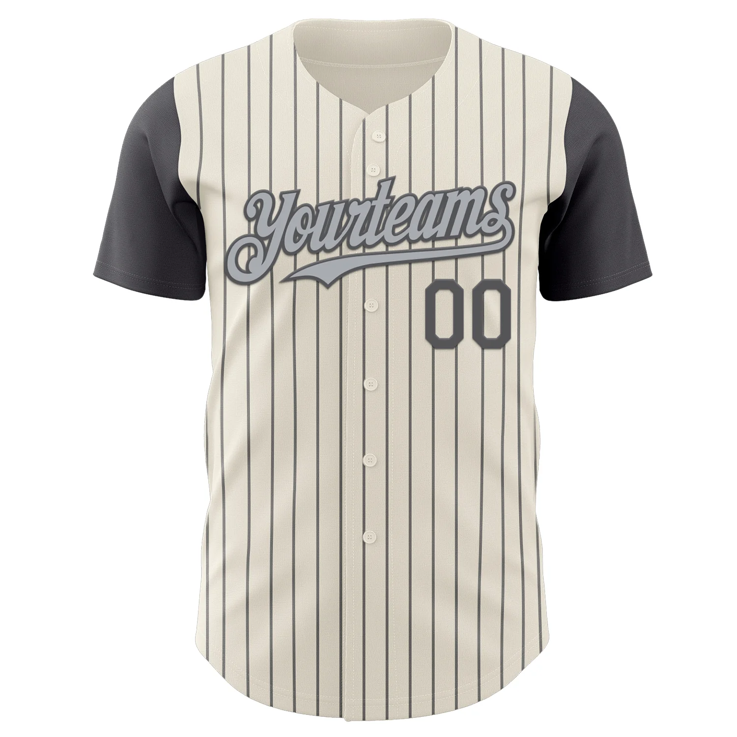 Custom Cream Steel Gray Pinstripe Gray Authentic Two Tone Baseball Jersey - Image 2
