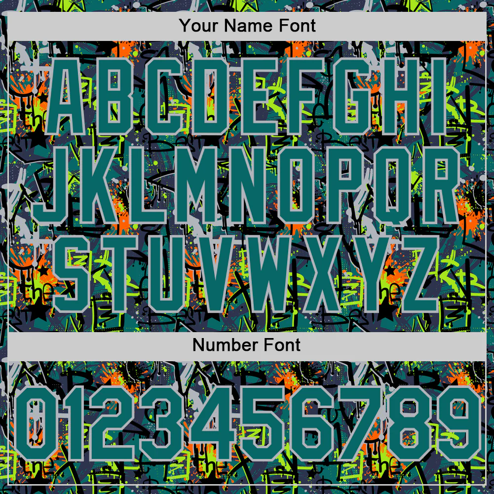 Custom Graffiti Pattern Teal-Gray Splatter Authentic Baseball Jersey - Image 5