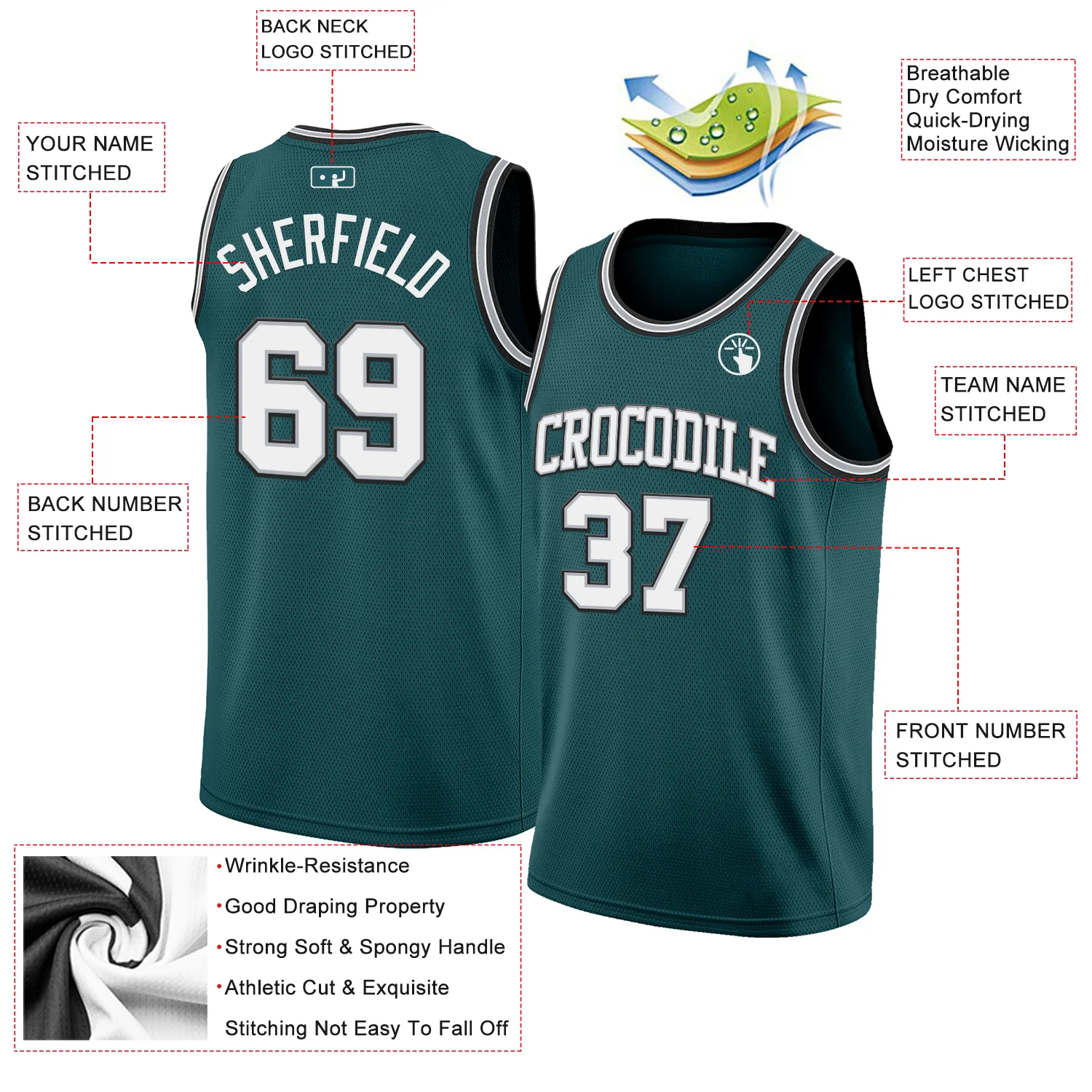 Custom Midnight Green White Gray-Black Authentic Basketball Jersey - Image 2