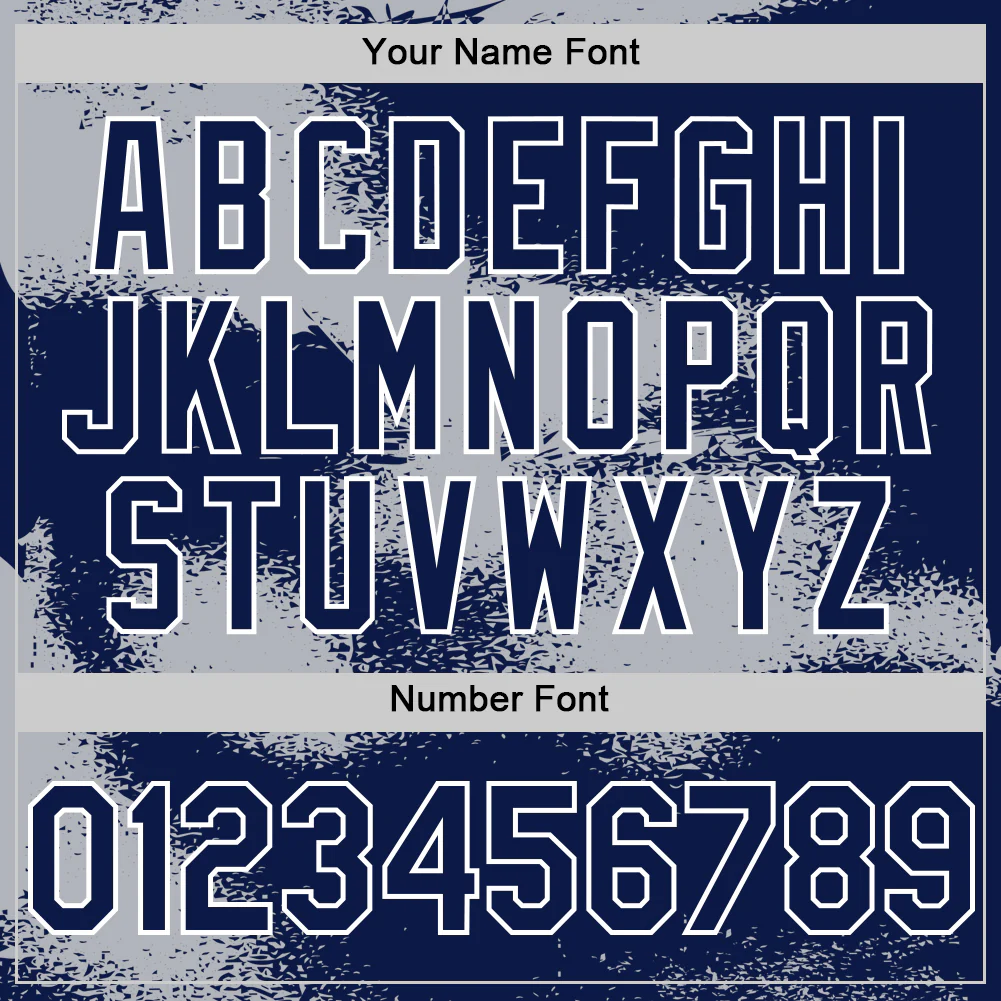 Custom Navy Gray-White Abstract Color Blocks Fragment Pattern Bomber Full-Snap Varsity Letterman Hoodie Jacket - Image 6