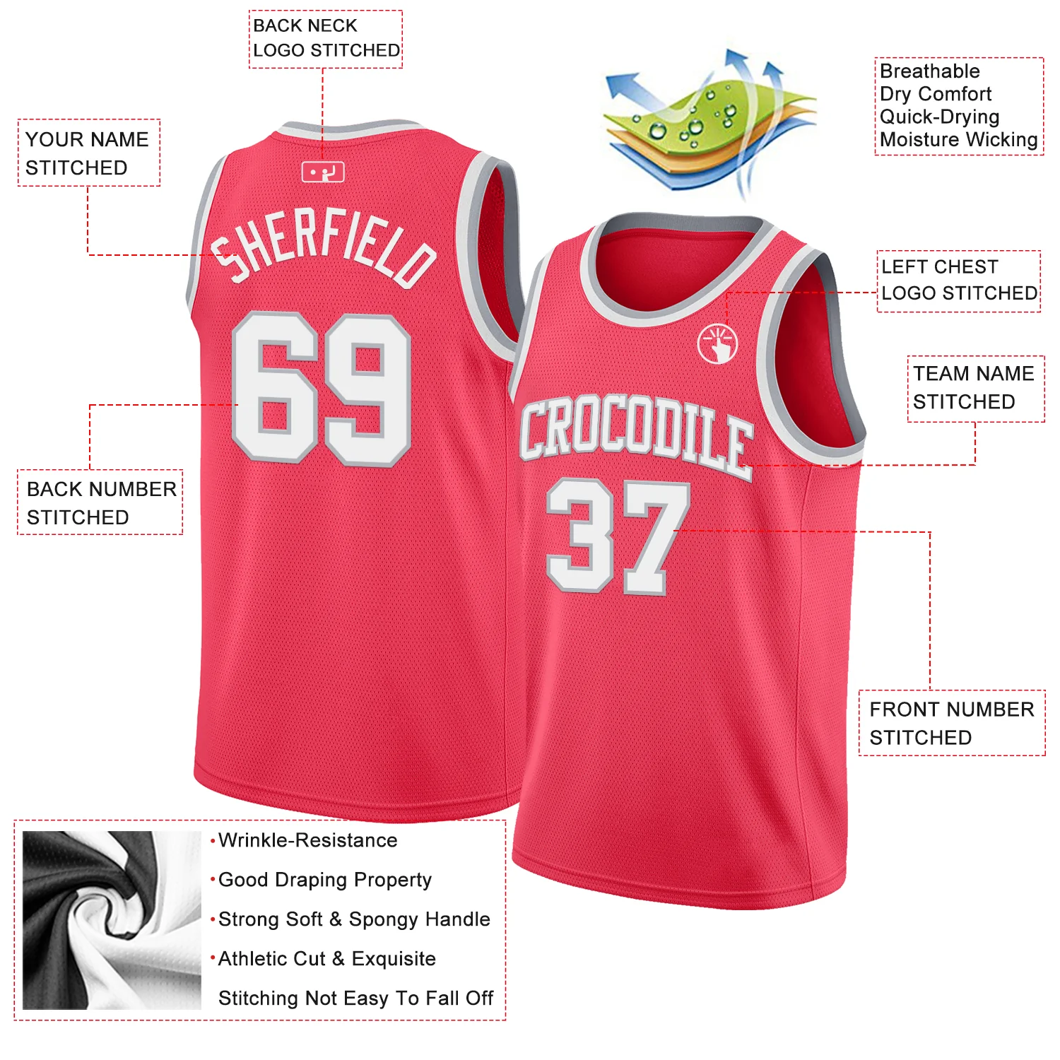 Custom Neon Pink White-Gray Authentic Basketball Jersey - Image 2