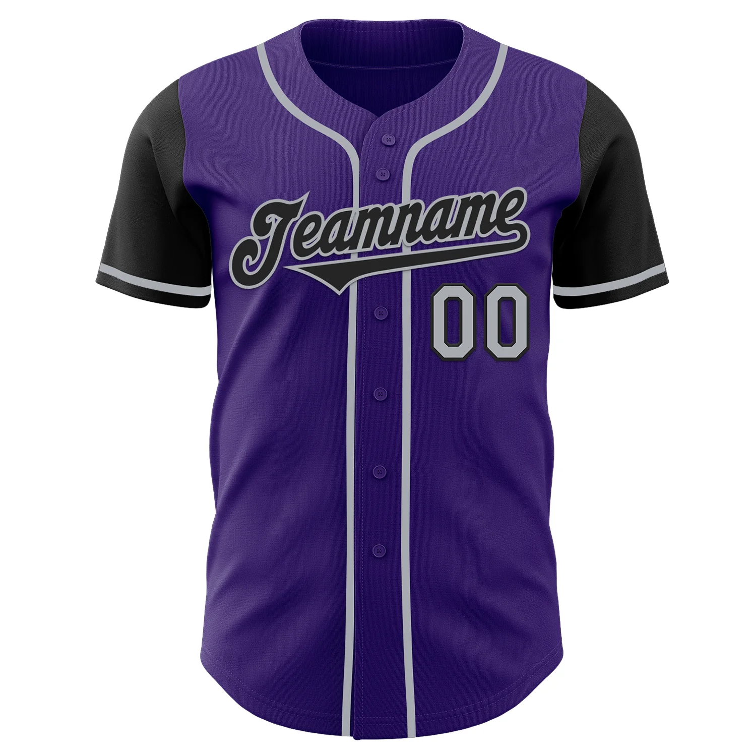 Custom Purple Black-Gray Authentic Two Tone Baseball Jersey - Image 2