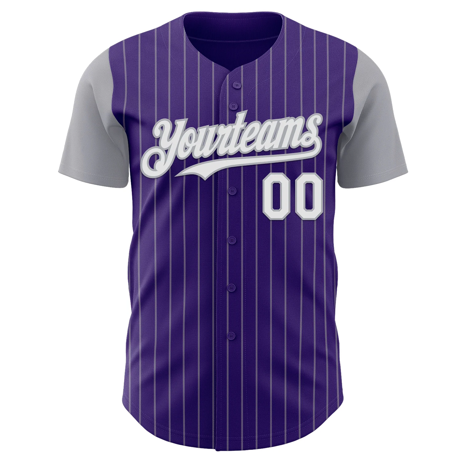 Custom Purple Gray Pinstripe White Authentic Two Tone Baseball Jersey - Image 2