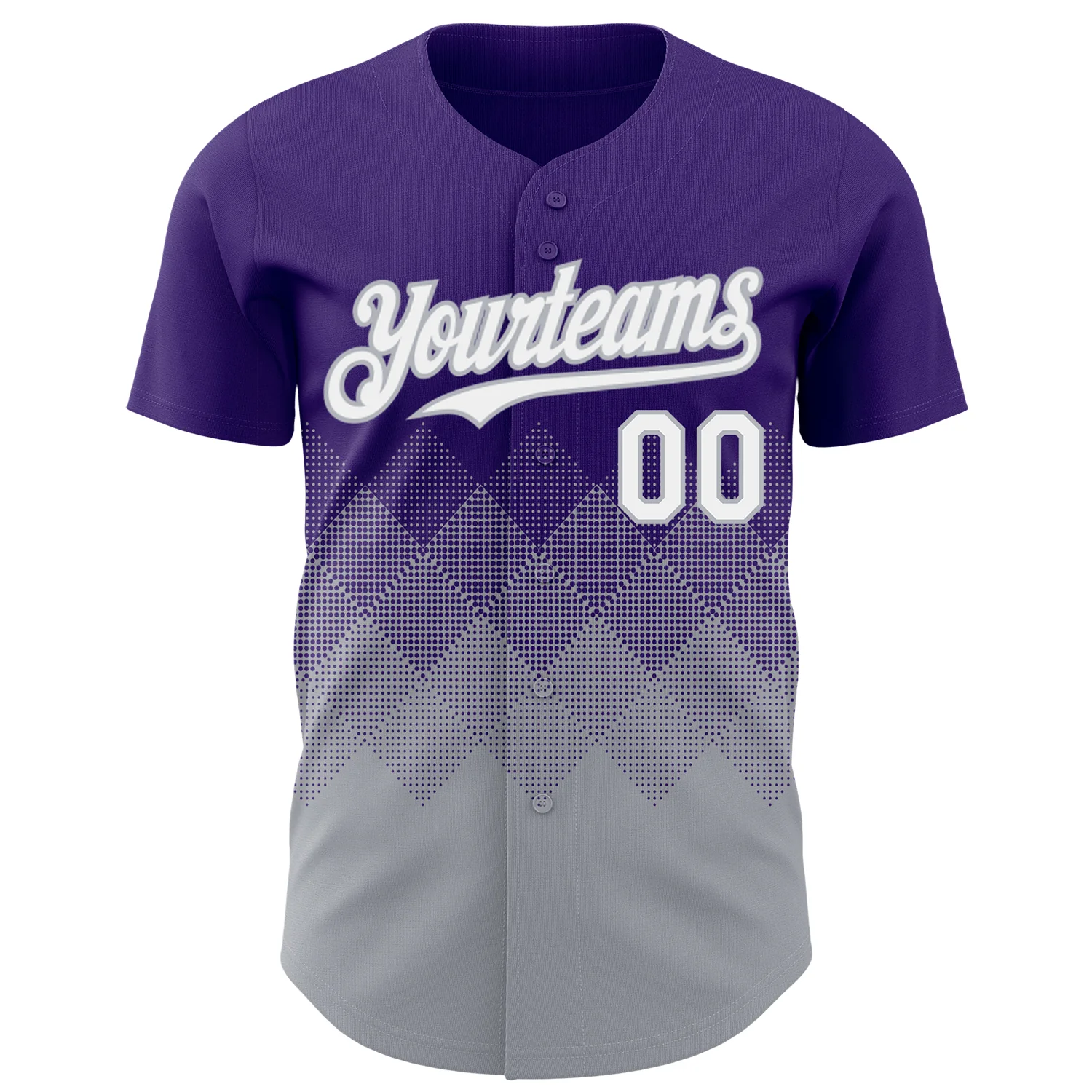 Custom Purple White-Gray 3D Gradient Square Shape Authentic Baseball Jersey - Image 2
