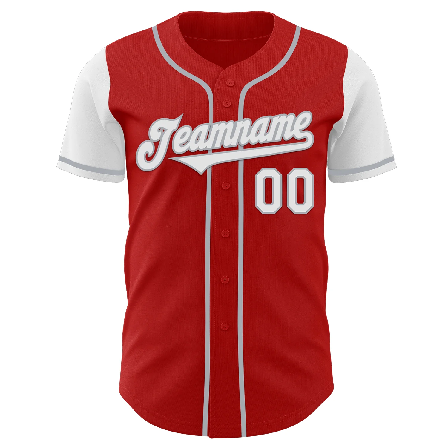 Custom Red White-Gray Authentic Two Tone Baseball Jersey - Image 2