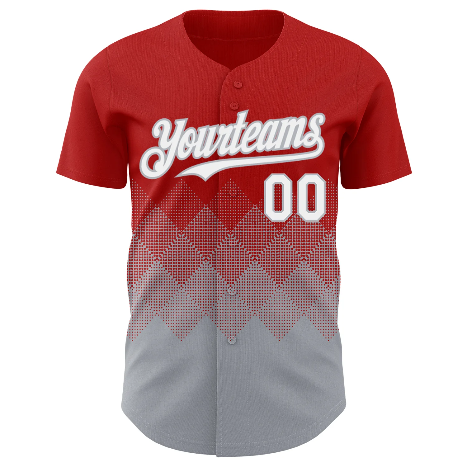 Custom Red White-Gray 3D Gradient Square Shape Authentic Baseball Jersey - Image 2