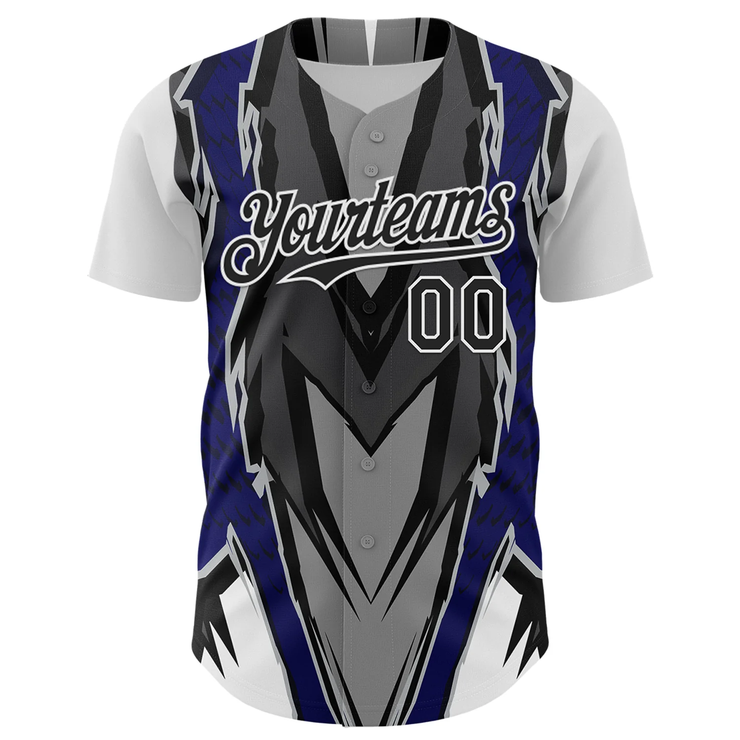 Custom White Black Gray-Blue Car Racing Formula Auto Motorsport Authentic Baseball Jersey - Image 2
