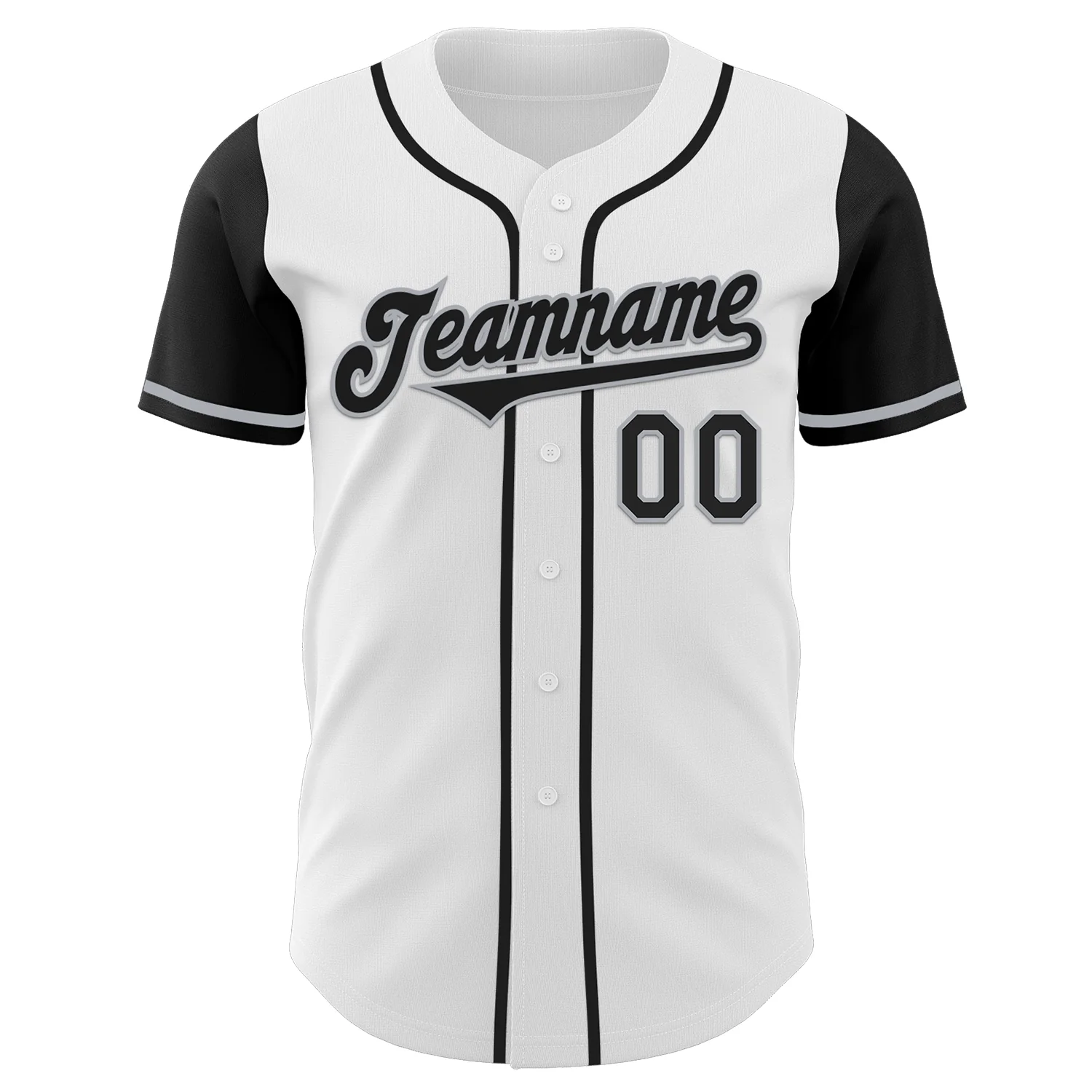 Custom White Black-Gray Authentic Two Tone Baseball Jersey - Image 2