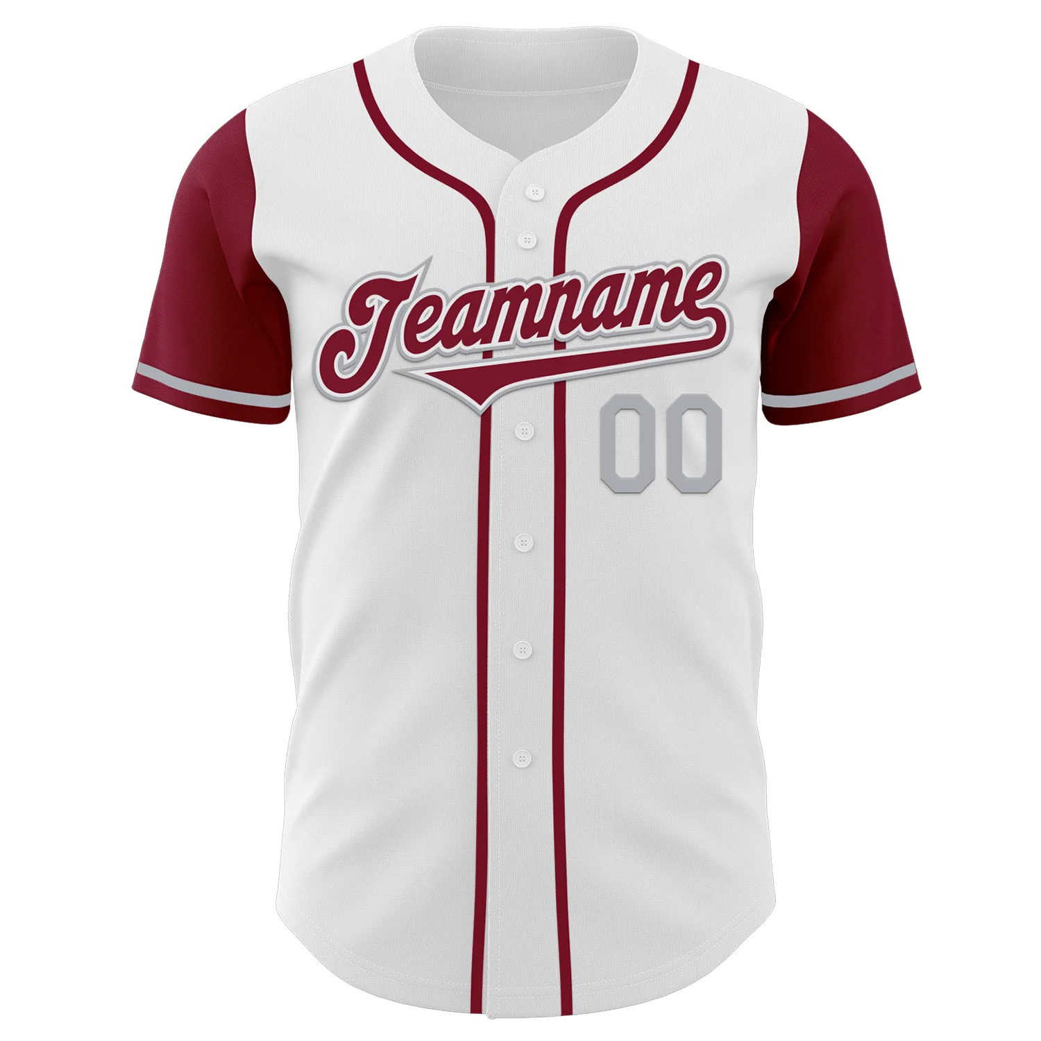 Custom White Crimson-Gray Authentic Two Tone Baseball Jersey - Image 2