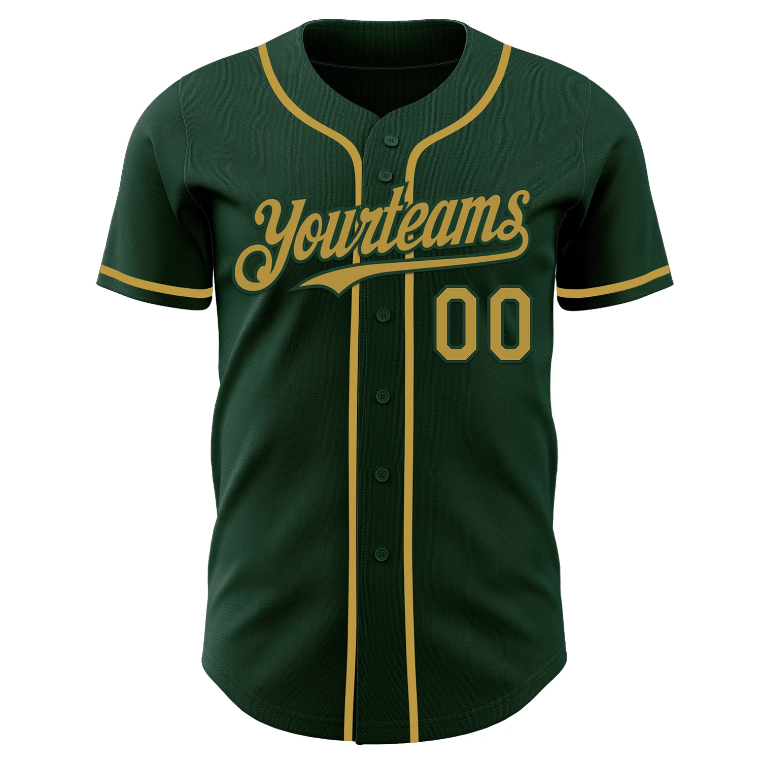 Custom Green Old Gold Authentic Baseball Jersey - Image 2