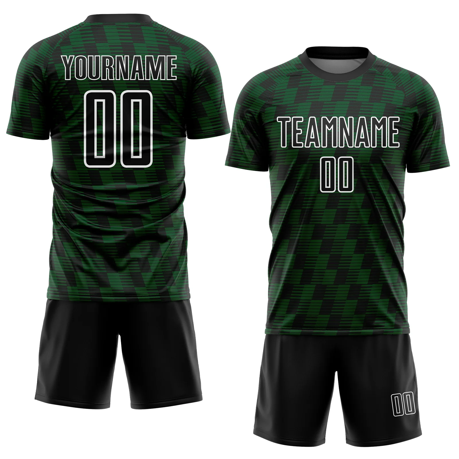 Custom Black Green-White Line Sublimation Soccer Uniform Jersey - Image 2