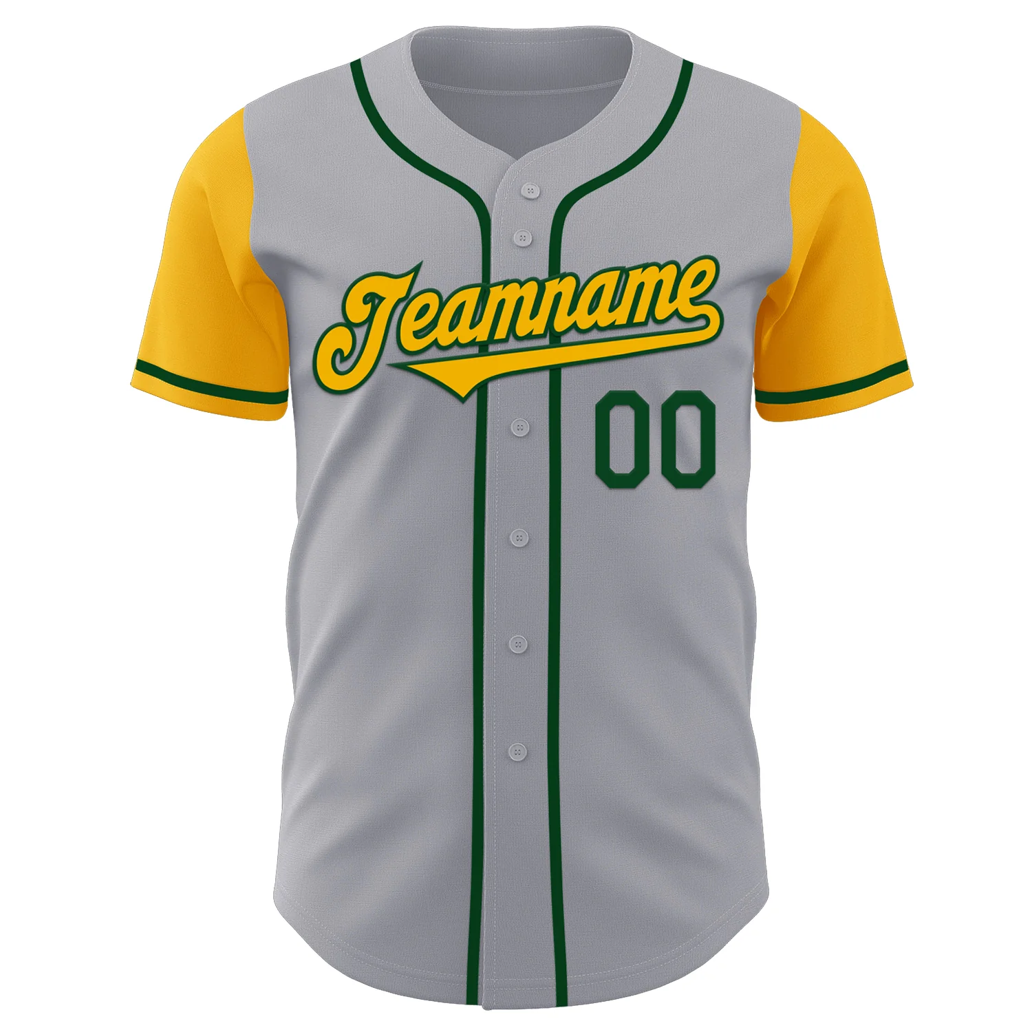 Custom Gray Gold-Green Authentic Two Tone Baseball Jersey - Image 2