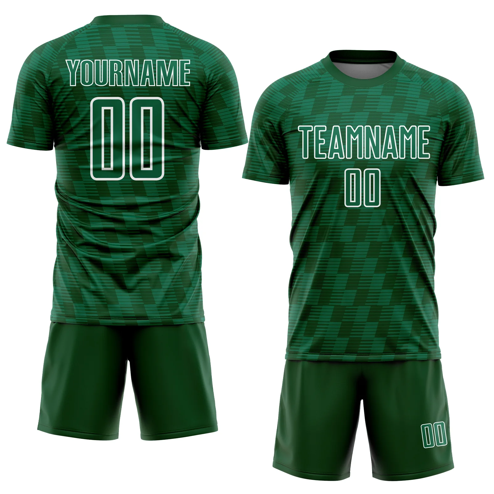 Custom Kelly Green Green-White Line Sublimation Soccer Uniform Jersey - Image 2