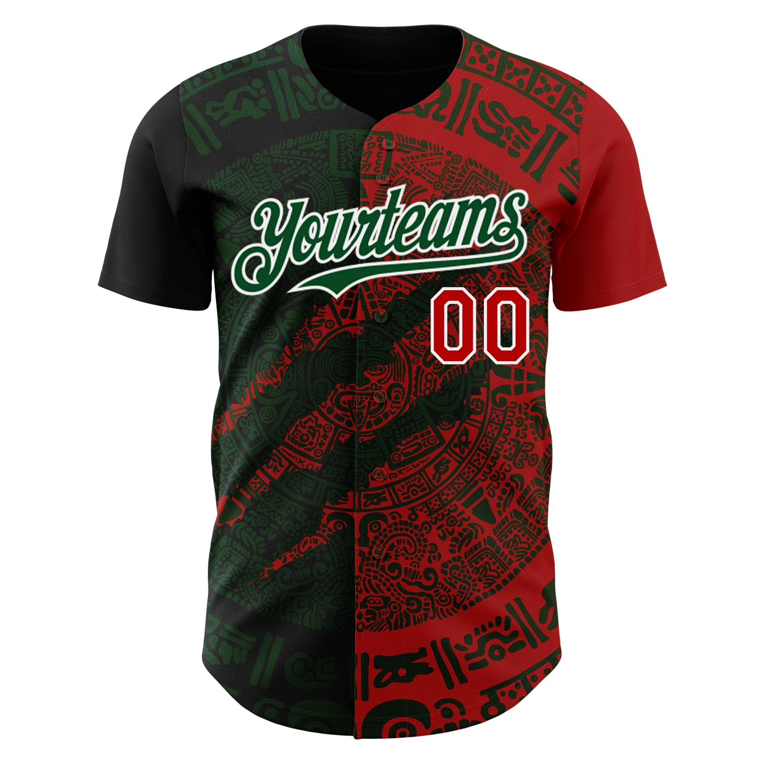 Custom Red Green-White 3D Mexico Scratch Authentic Baseball Jersey - Image 2