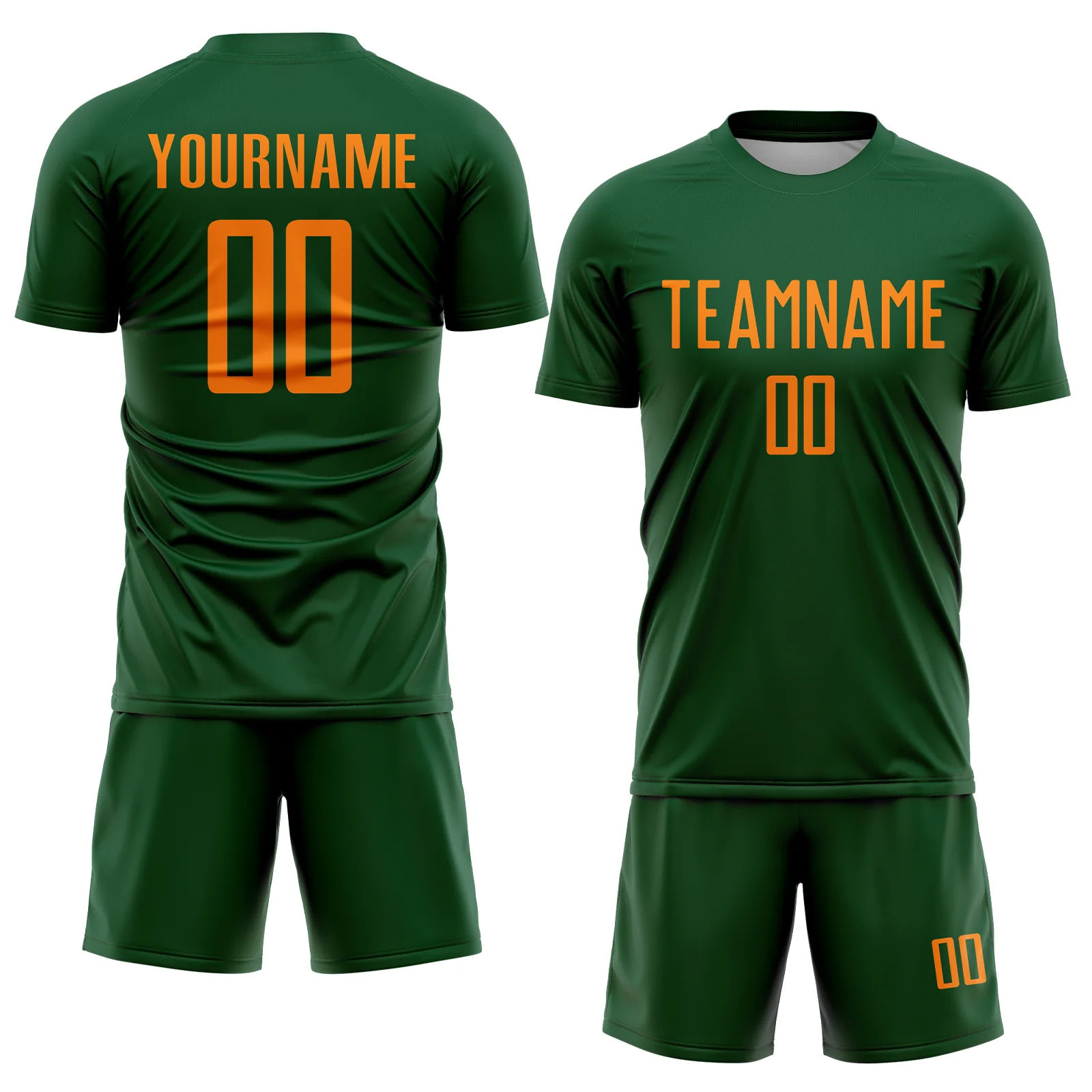 Custom Green Bay Orange Sublimation Soccer Uniform Jersey - Image 2