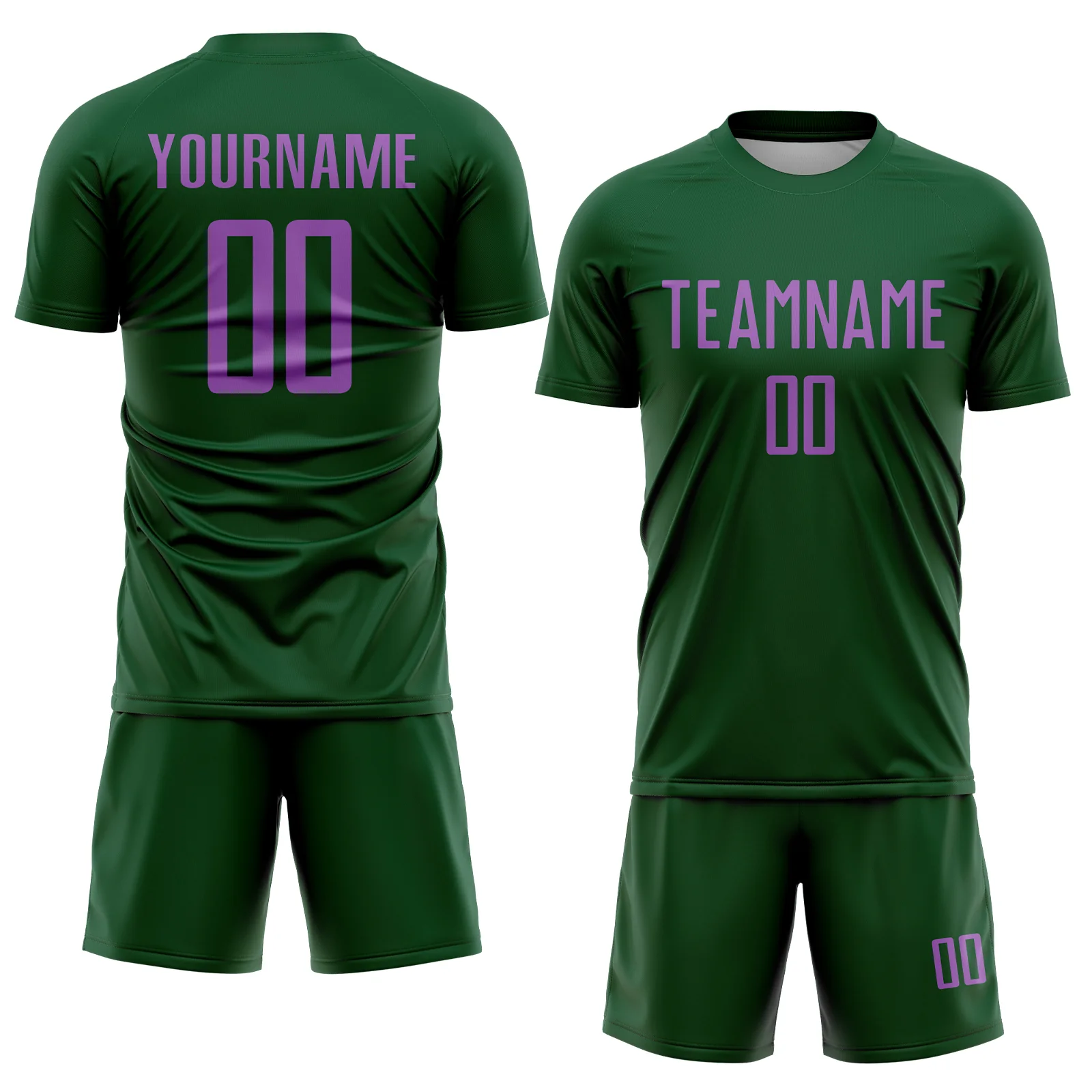 Custom Green Medium Purple Sublimation Soccer Uniform Jersey - Image 2