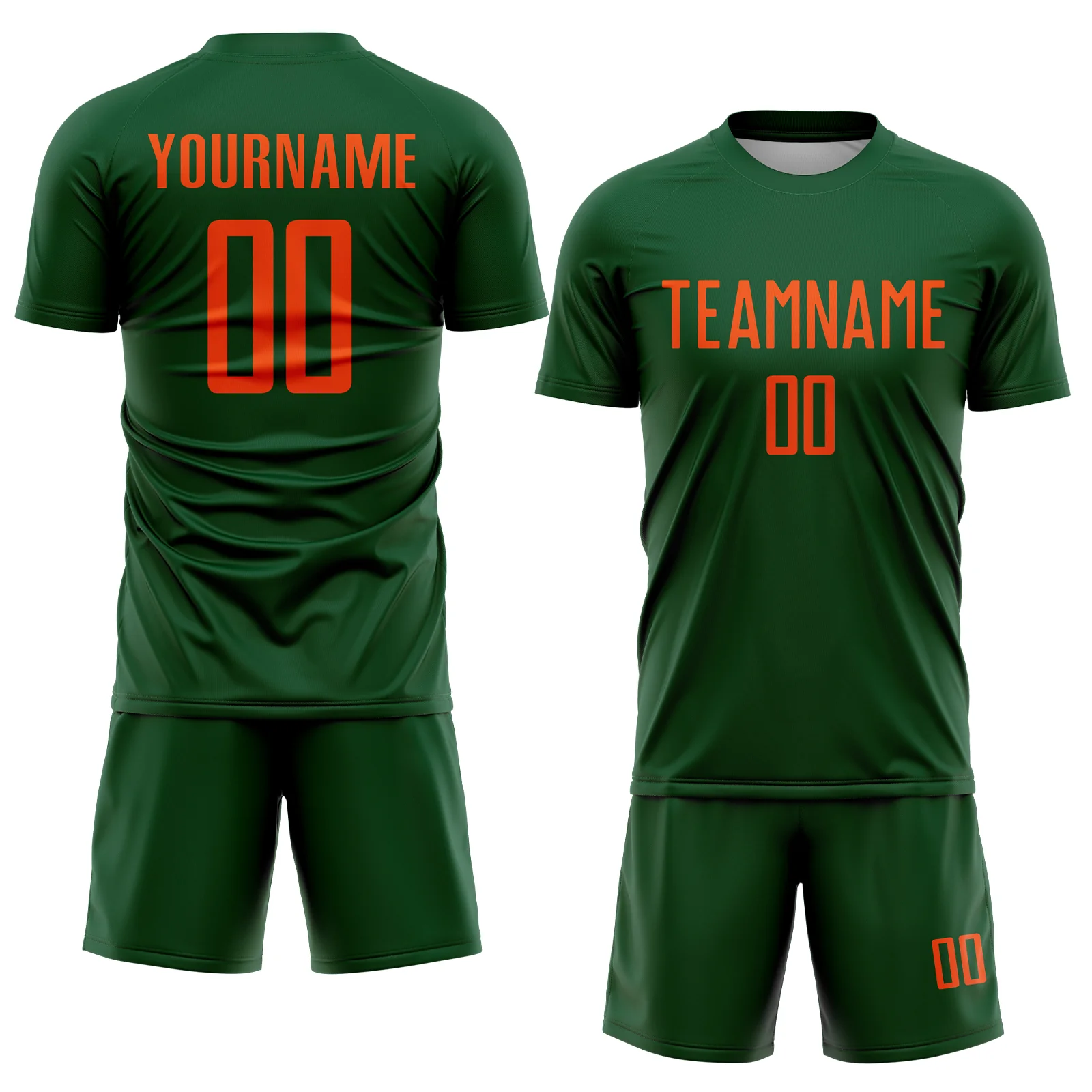 Custom Green Orange Sublimation Soccer Uniform Jersey - Image 2