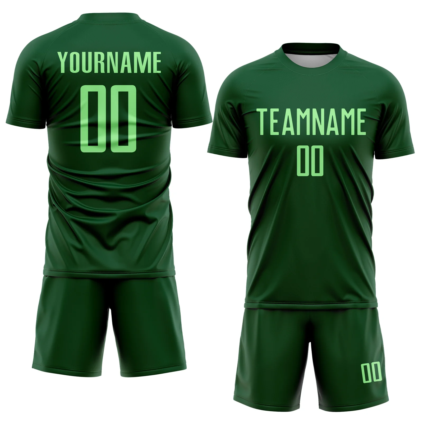 Custom Green Pea Green Sublimation Soccer Uniform Jersey - Image 2