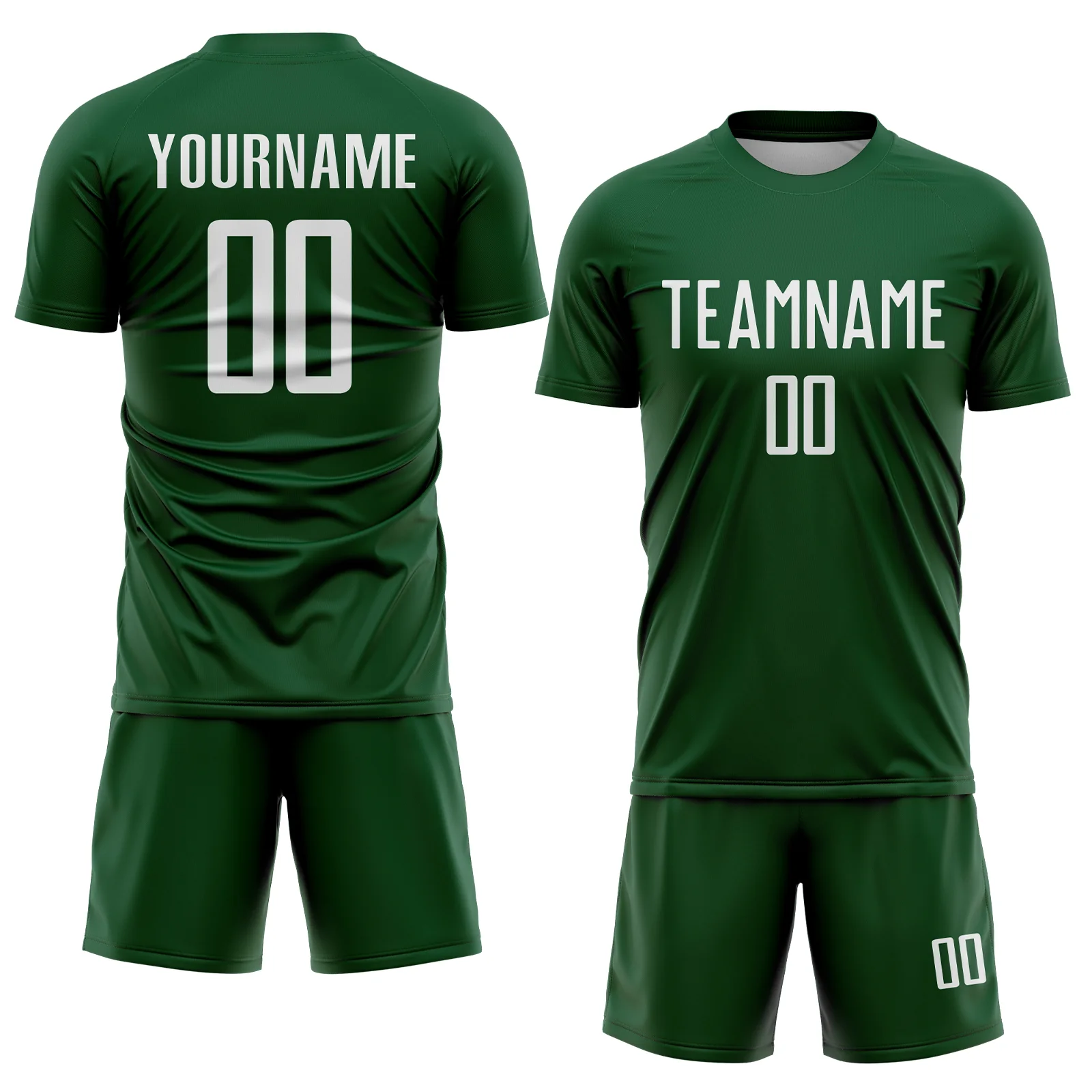 Custom Green White Sublimation Soccer Uniform Jersey - Image 2