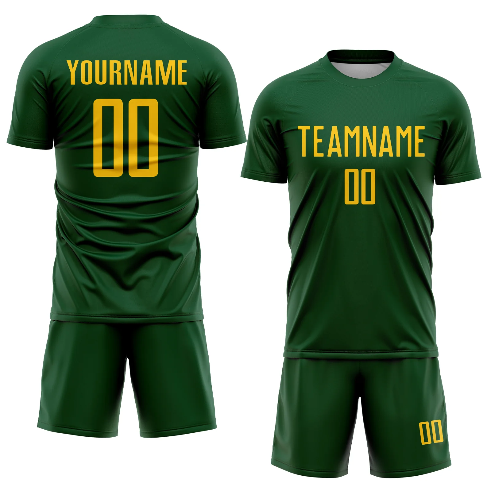 Custom Green Yellow Sublimation Soccer Uniform Jersey - Image 2