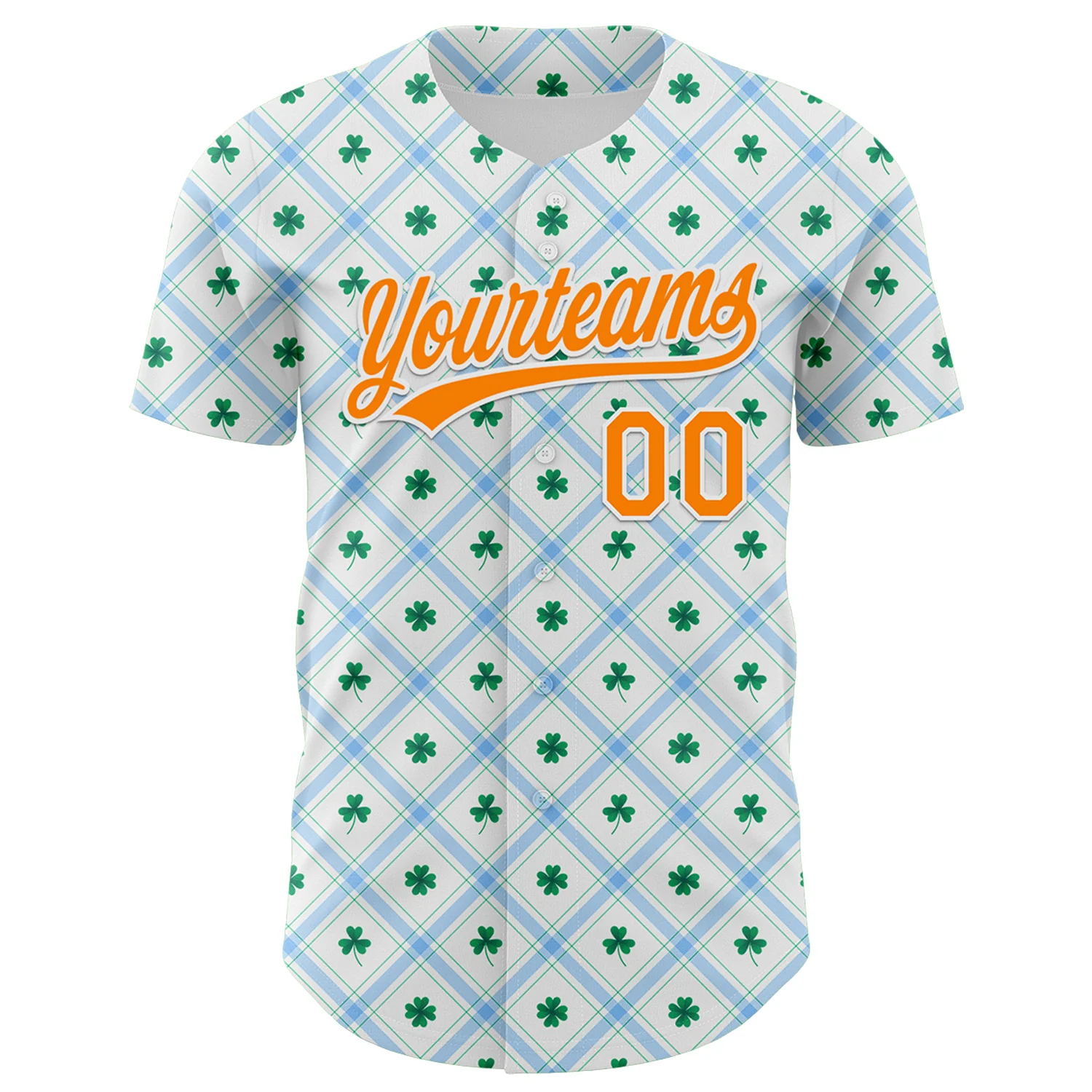 Custom White Bay Orange-Green 3D St. Patrick's Day Shamrock Authentic Baseball Jersey - Image 2