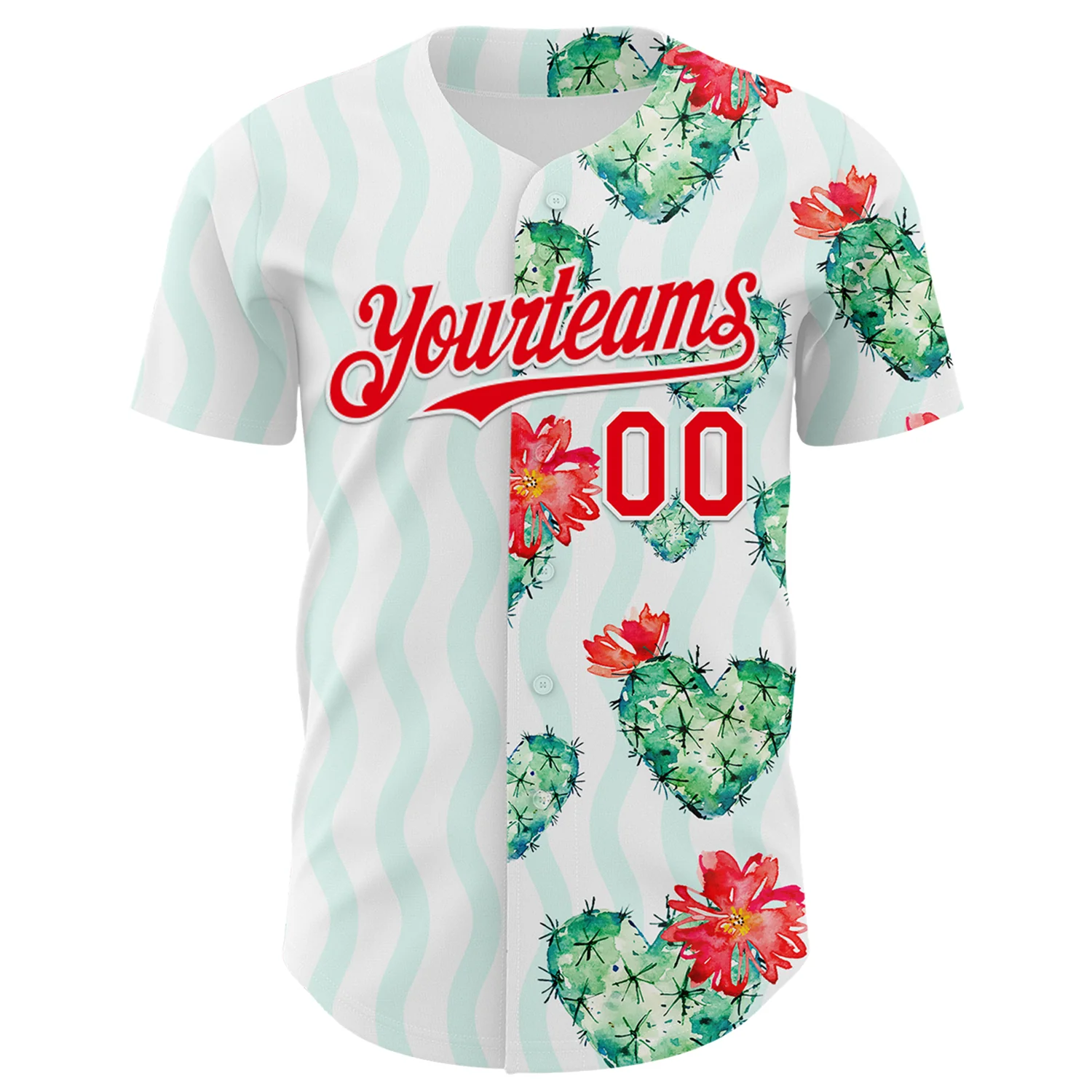 Custom White Fire Red-Green Valentine's Day Love Heart Authentic Baseball Jersey - Image 2