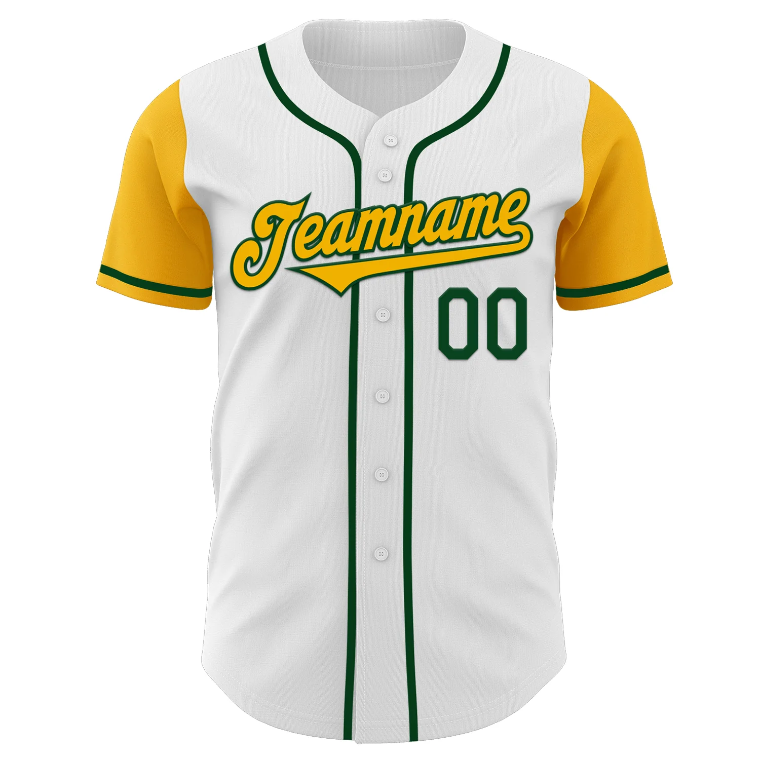 Custom White Gold-Green Authentic Two Tone Baseball Jersey - Image 2