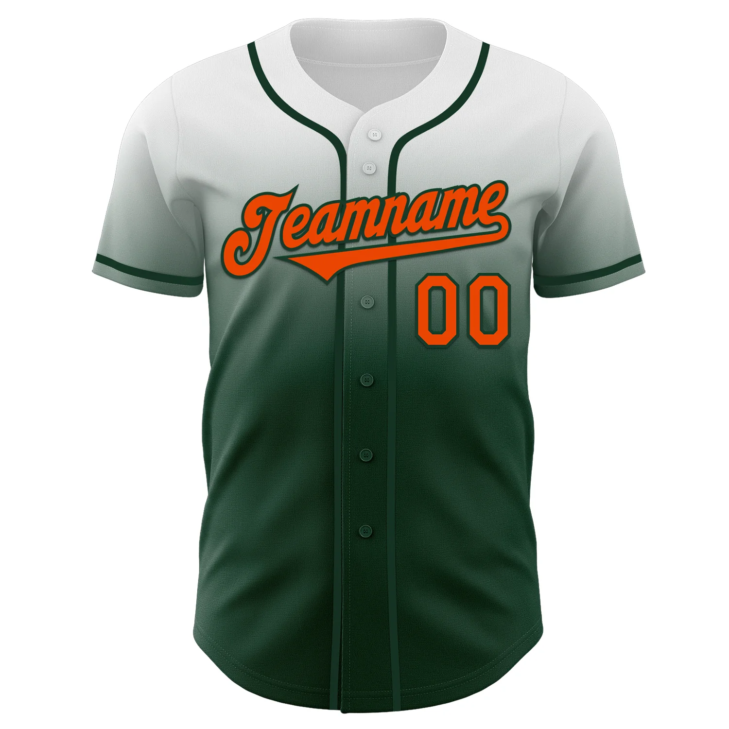 Custom White Orange-Green Authentic Fade Fashion Baseball Jersey - Image 2