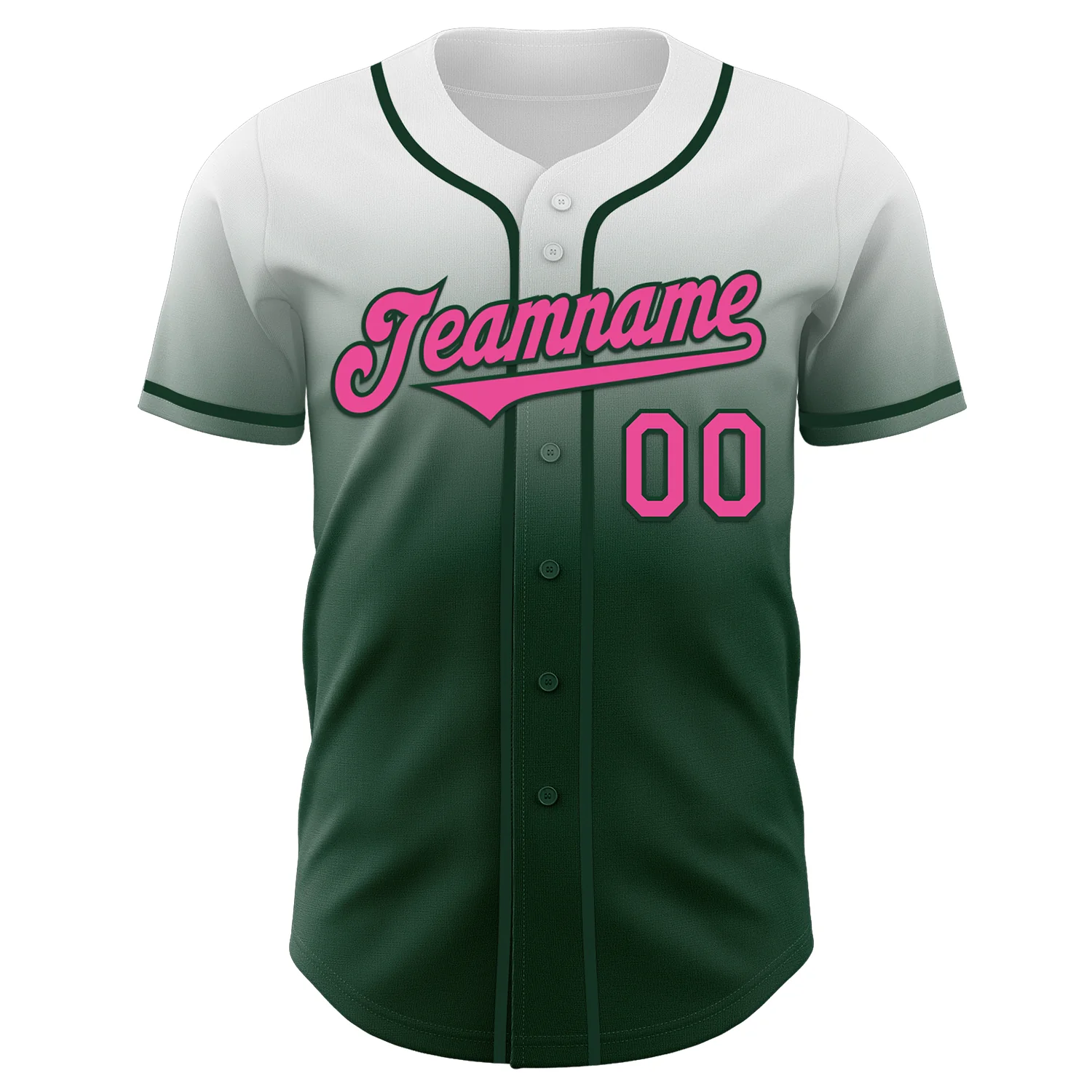 Custom White Pink-Green Authentic Fade Fashion Baseball Jersey - Image 2