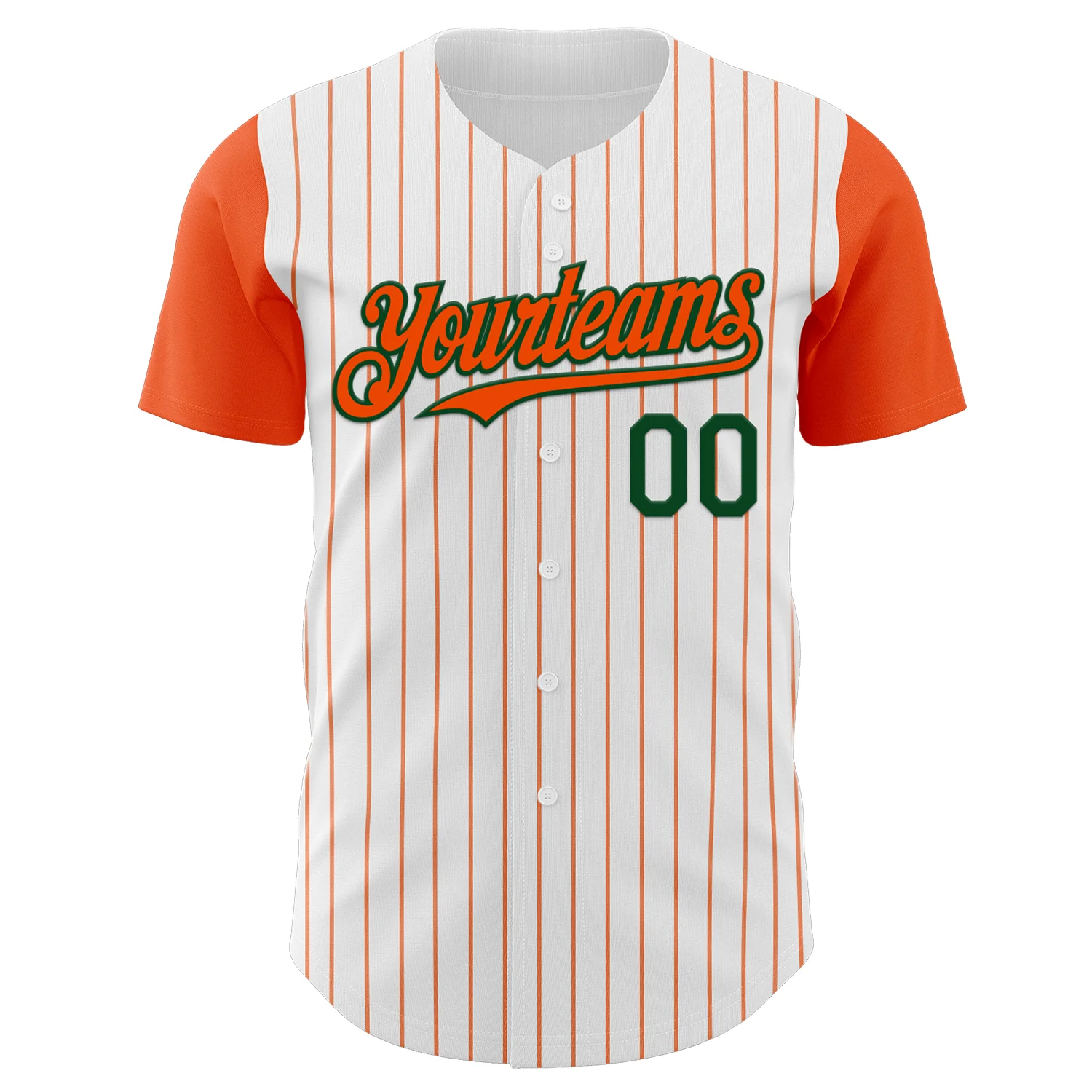 Custom White Orange Pinstripe Green Authentic Two Tone Baseball Jersey - Image 2