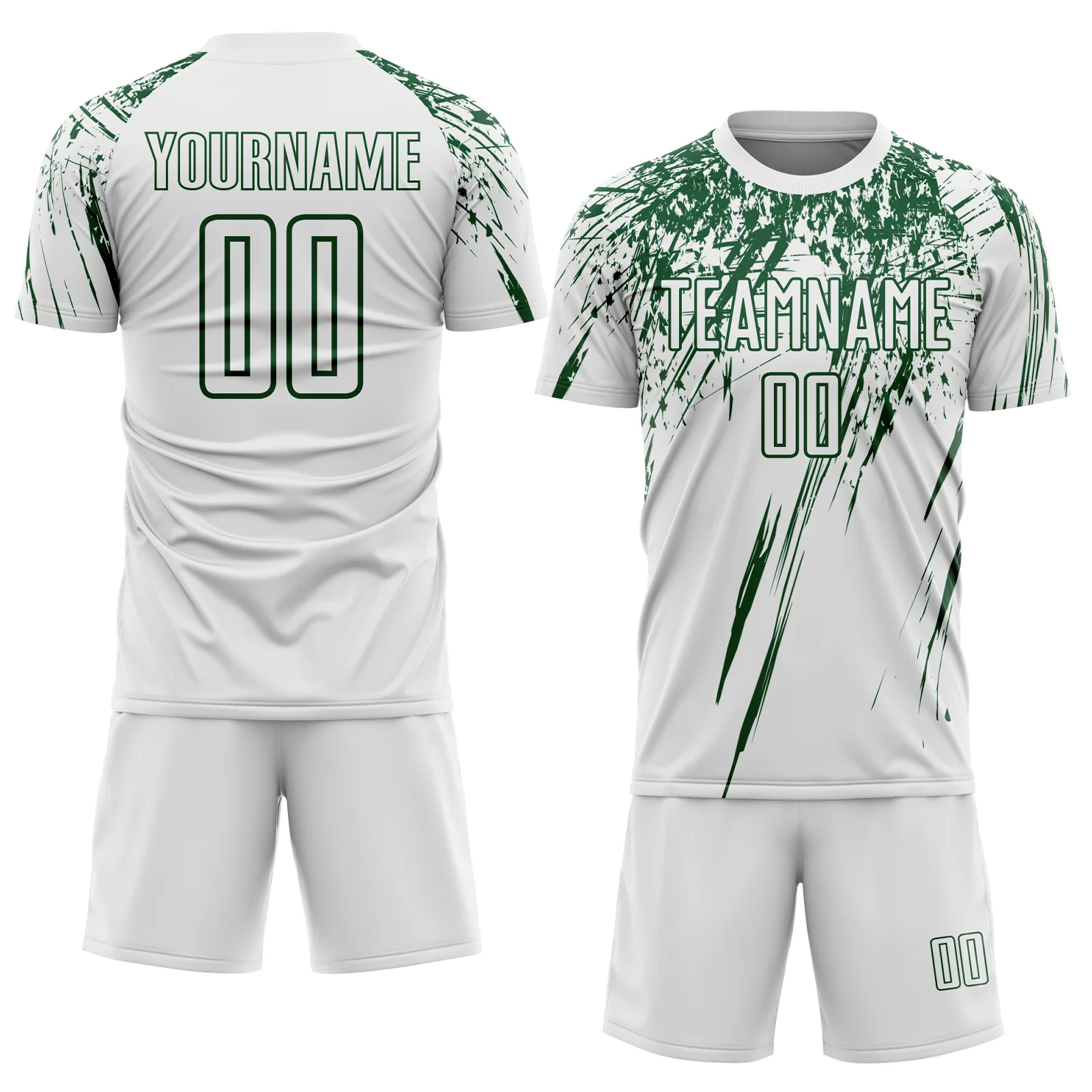 Custom White Green Splash Sports Sublimation Soccer Uniform Jersey - Image 2