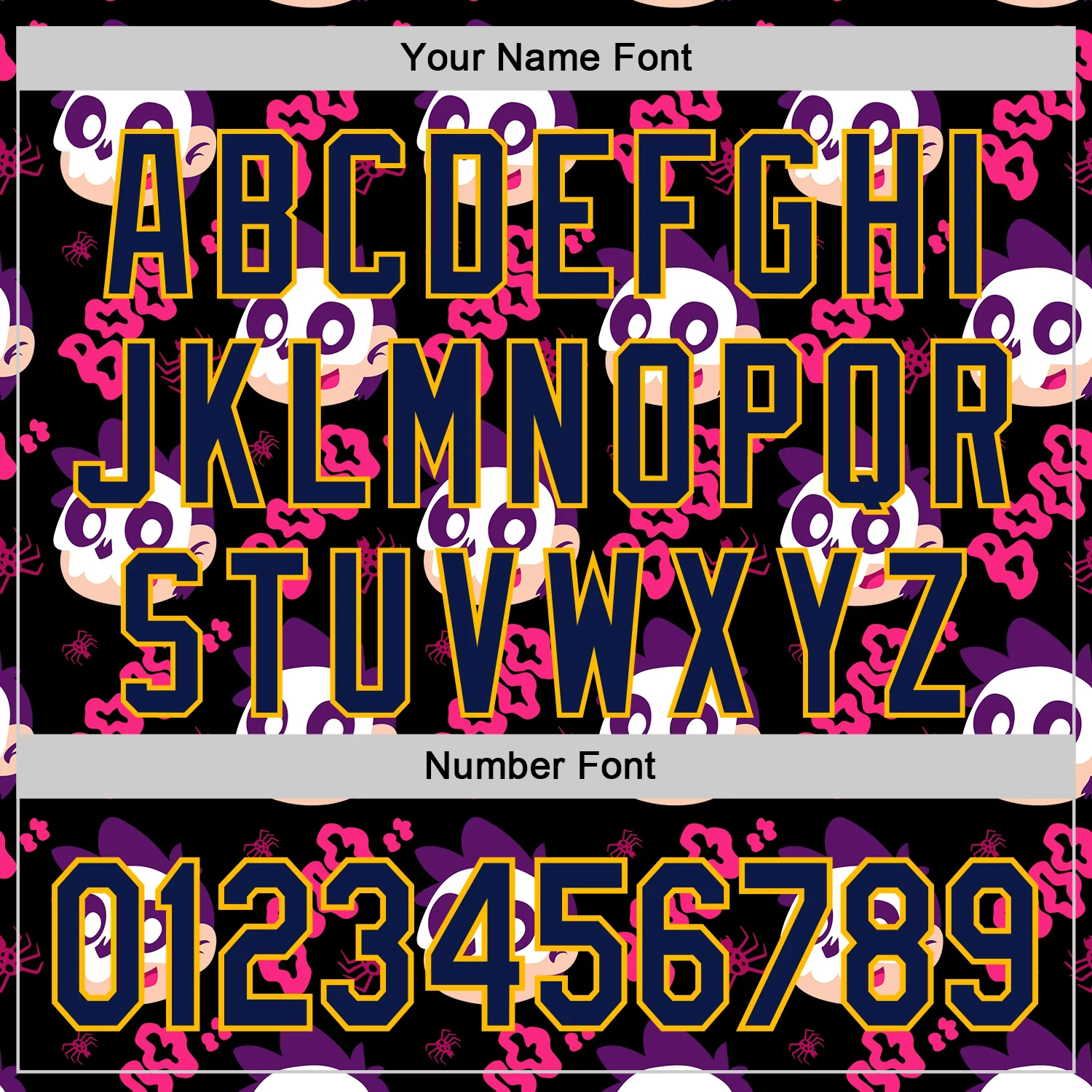 Custom Black Navy Hot Pink-Gold Sugar Skull Day of the Dead Mexican Folk Art Authentic Baseball Jersey - Image 5