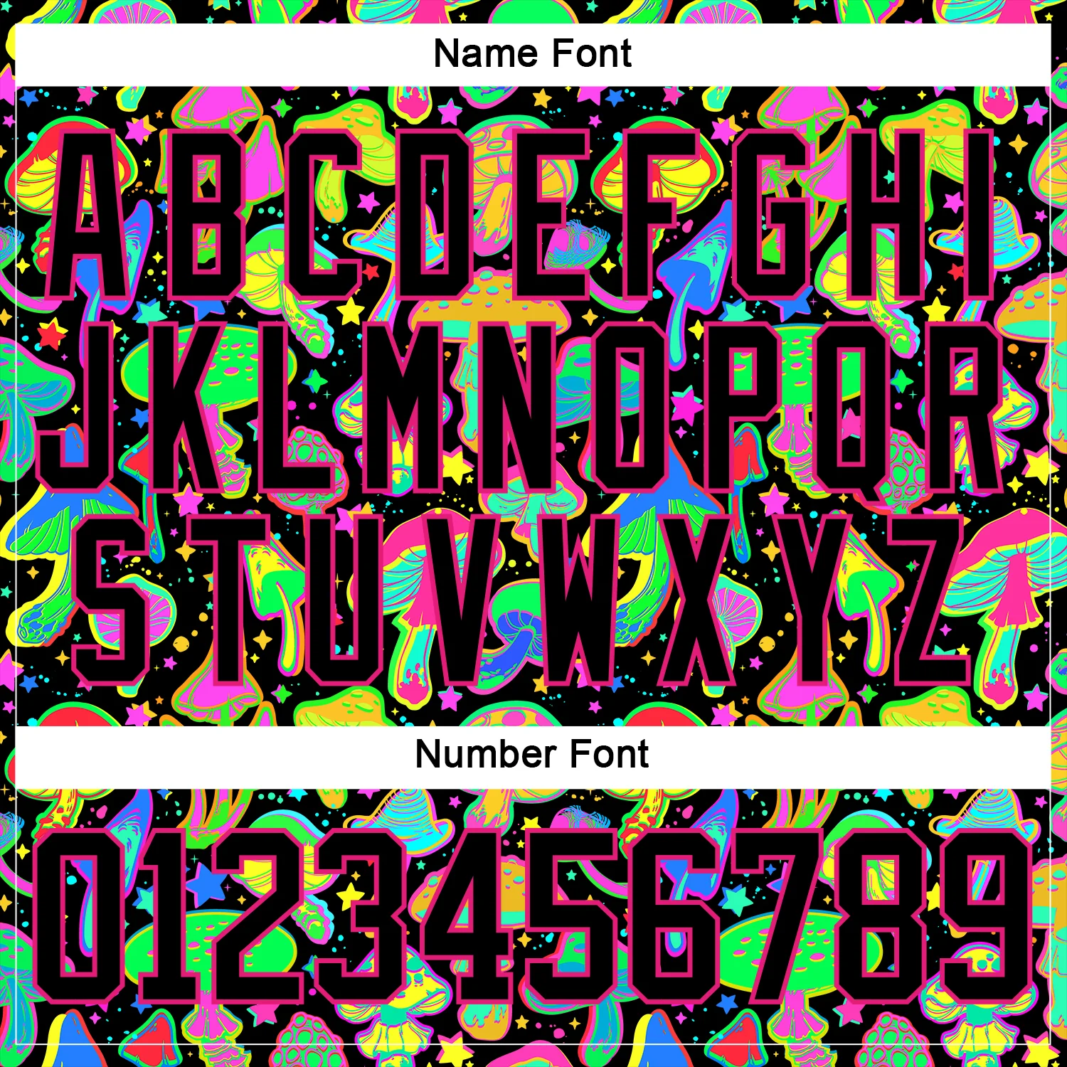 Custom Black Hot Pink Trippy Psychedelic Magic Mushrooms Hockey Lace Neck Jersey - Image 7