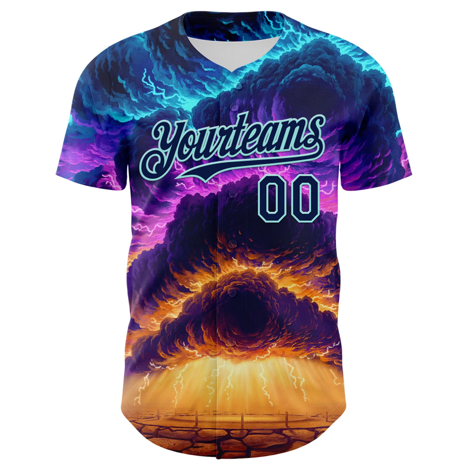 Custom Blue Navy-Ice Blue 3D Syntetyc Stormblessed Authentic Baseball Jersey - Image 2