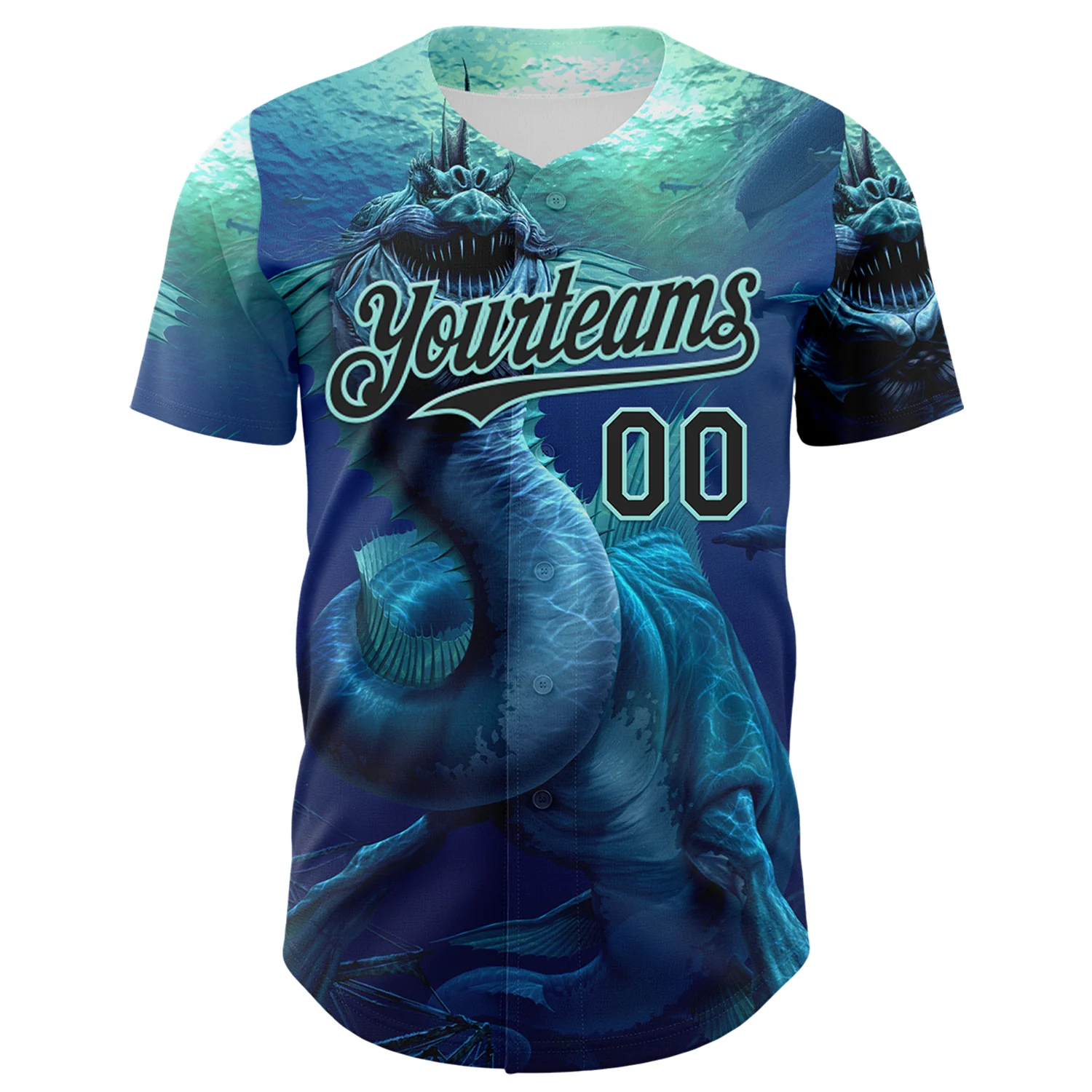 Custom Blue Black-Ice Blue Tom Wood What Dwells Below Authentic Baseball Jersey - Image 2