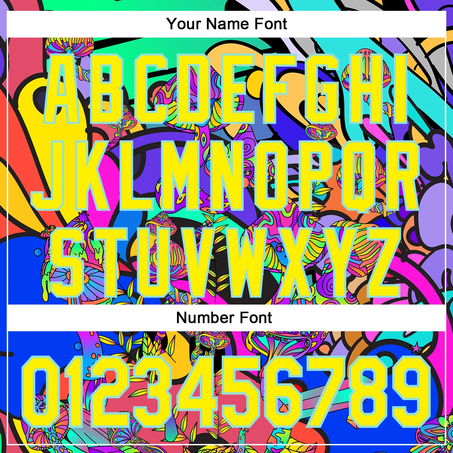 Custom Green Light Yellow-Ice Blue 3D Pattern Design Trippy Magic Mushrooms Hippie Authentic Baseball Jersey - Image 5