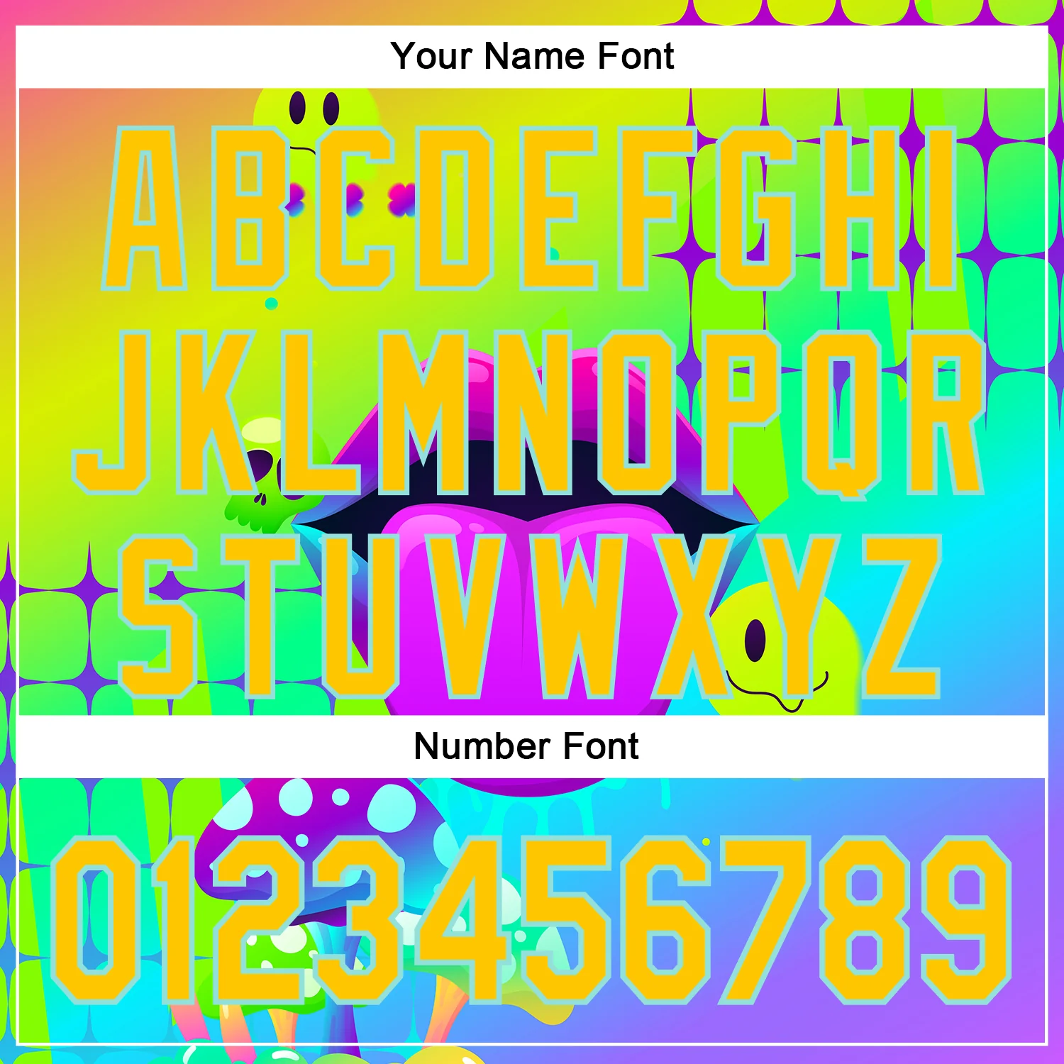 Custom Green Yellow-Ice Blue 3D Pattern Design Trippy Magic Mushrooms Acid Authentic Baseball Jersey - Image 5