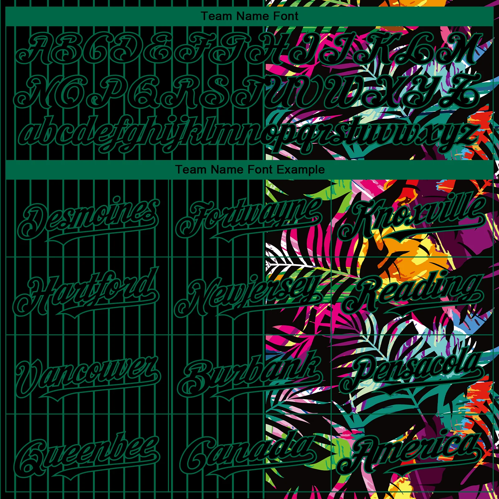 Custom Black Kelly Green 3D Pattern Design Pinstripe Tropical Palm Leaves Authentic Baseball Jersey - Image 4