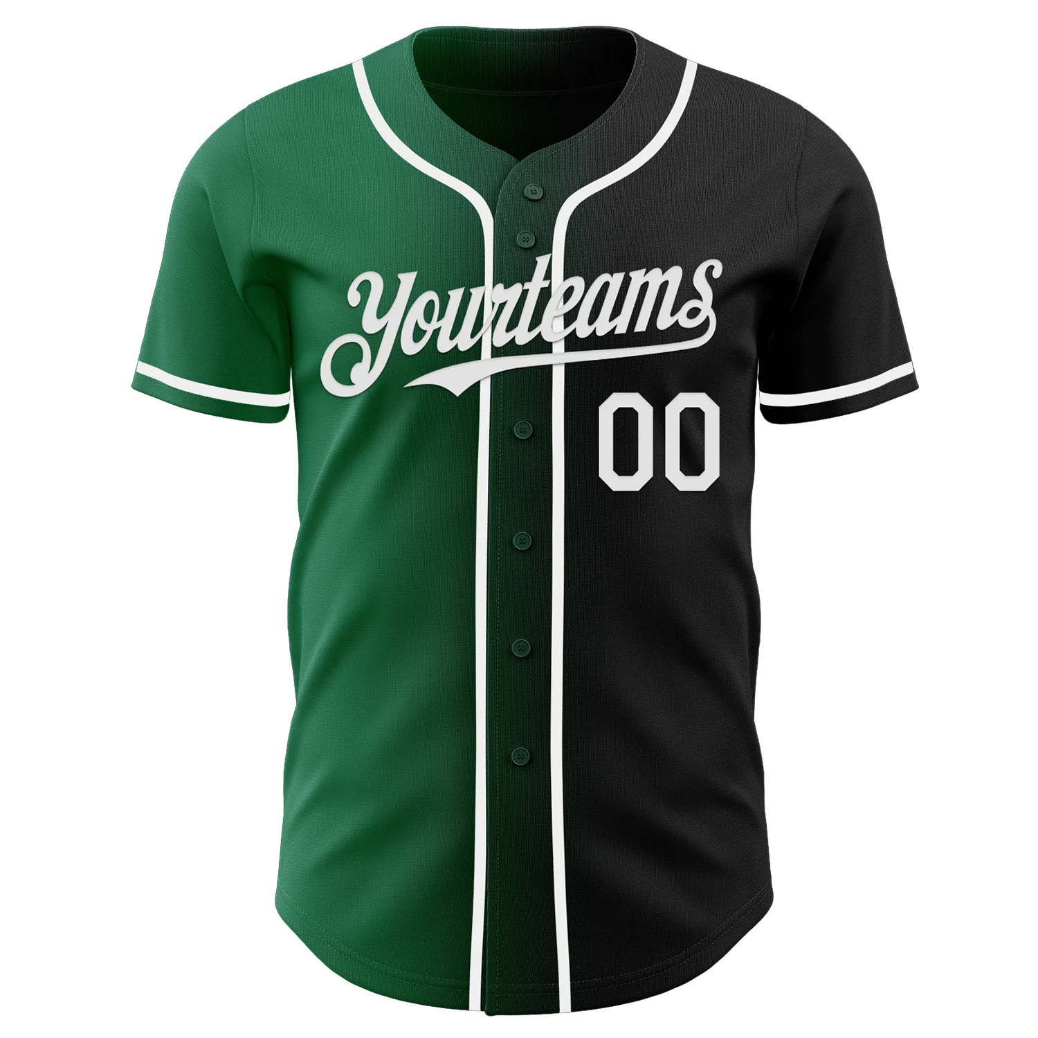 Custom Black White-Kelly Green Authentic Gradient Fashion Baseball Jersey - Image 2