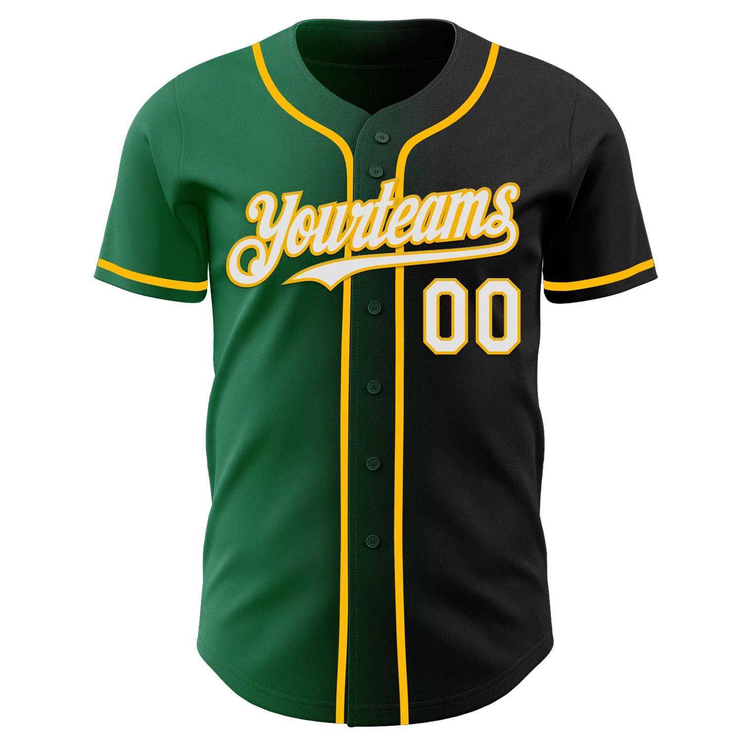 Custom Black White Kelly Green-Gold Authentic Gradient Fashion Baseball Jersey - Image 2