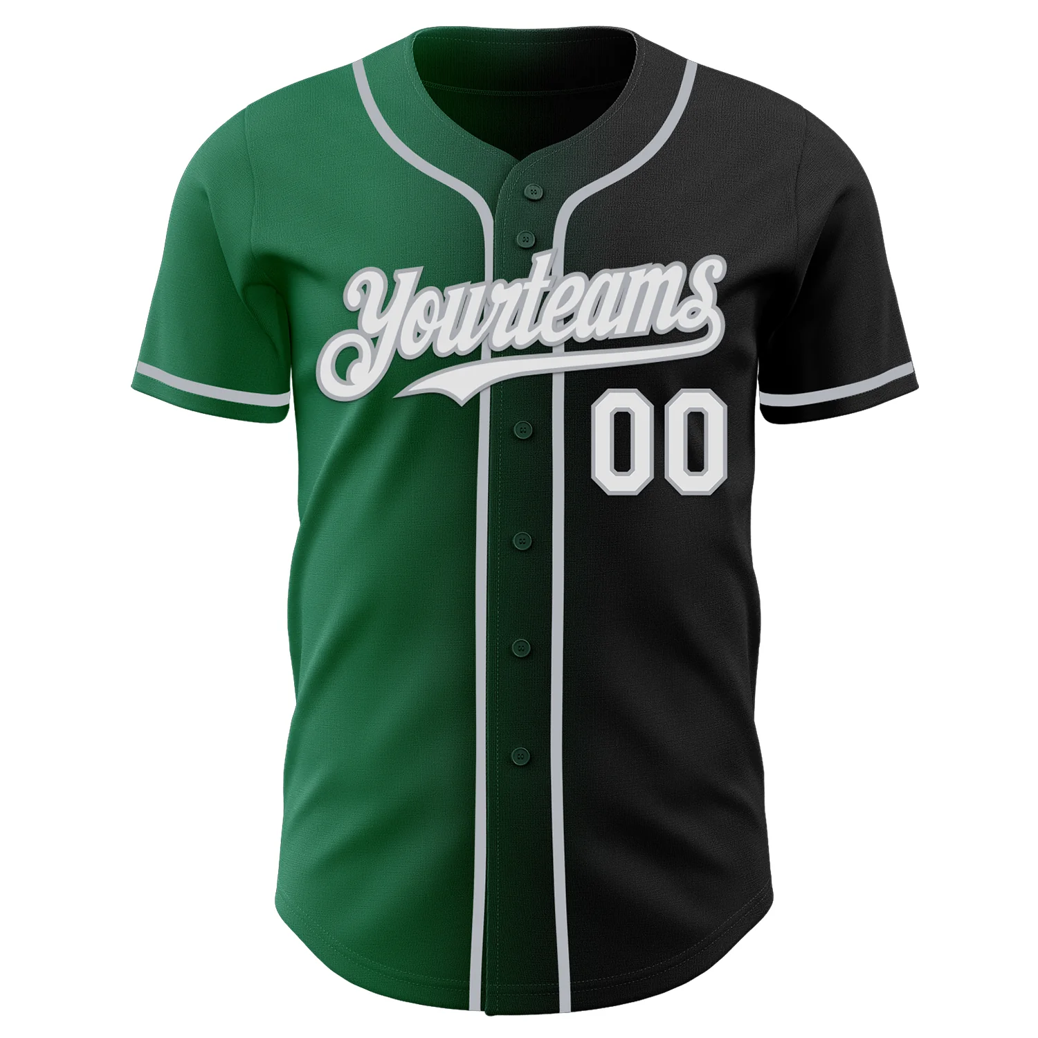 Custom Black White Kelly Green-Gray Authentic Gradient Fashion Baseball Jersey - Image 2