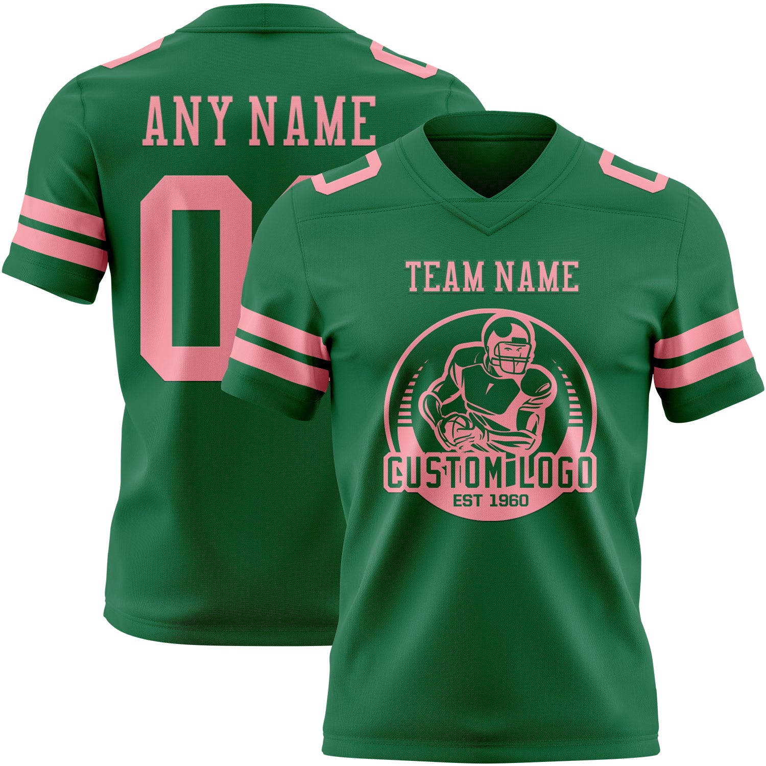 Custom Kelly Green Medium Pink Authentic Football Jersey - Image 2