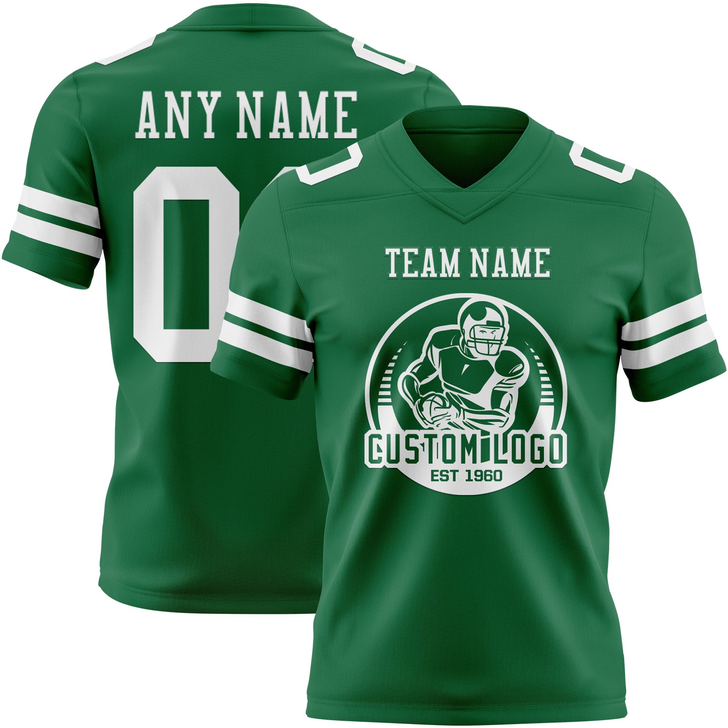 Custom Kelly Green White Authentic Football Jersey - Image 2