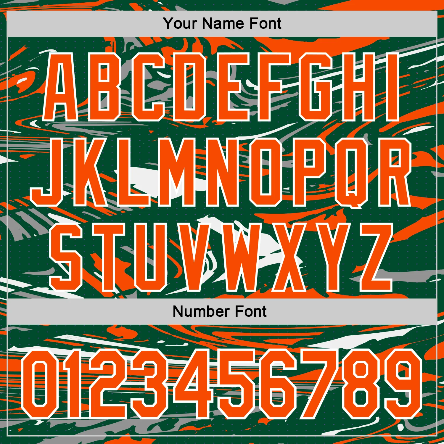 Custom Figure Orange Kelly Green-White Fluid Pattern Bomber Full-Snap Varsity Letterman Hoodie Jacket - Image 6