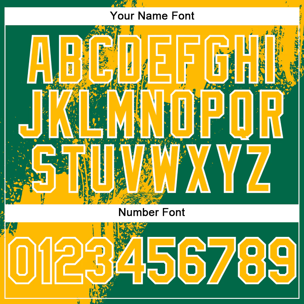 Custom Gold Kelly Green-White 3D Pattern Abstract Brush Stroke Two-Button Unisex Softball Jersey - Image 5