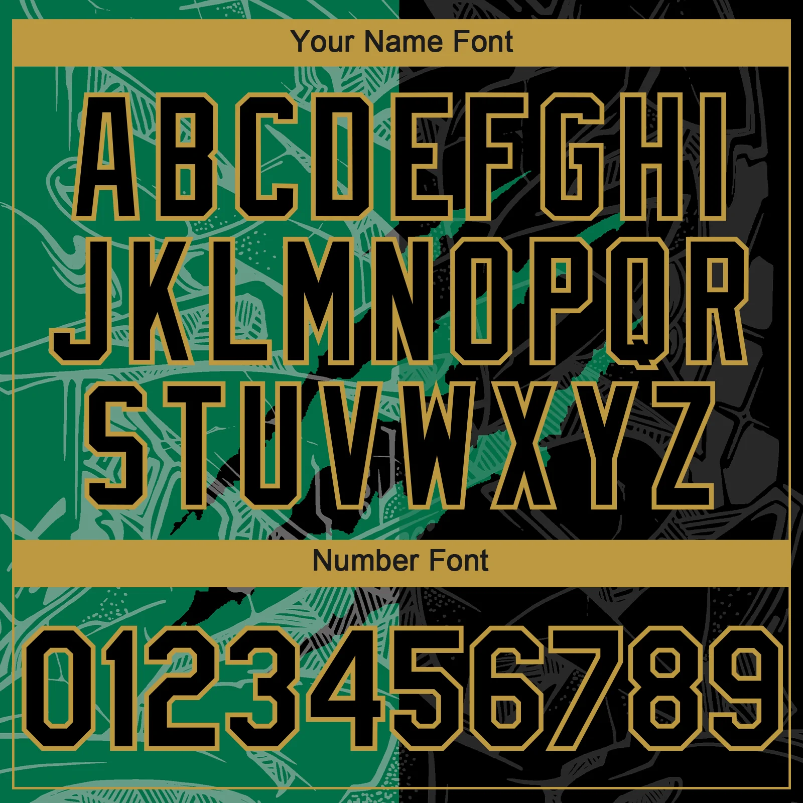 Custom Graffiti Pattern Black Kelly Green-Old Gold 3D Scratch Authentic Baseball Jersey - Image 5