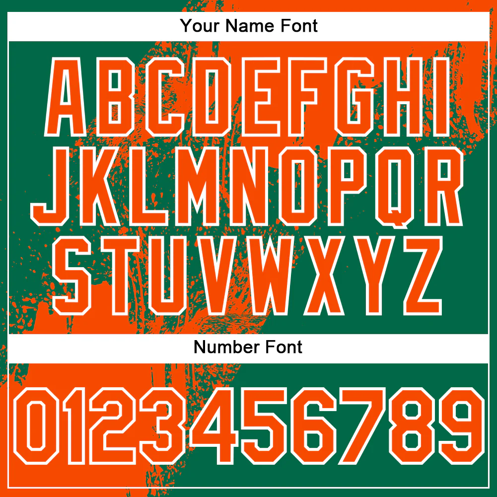 Custom Orange Kelly Green-White 3D Pattern Abstract Brush Stroke Two-Button Unisex Softball Jersey - Image 5