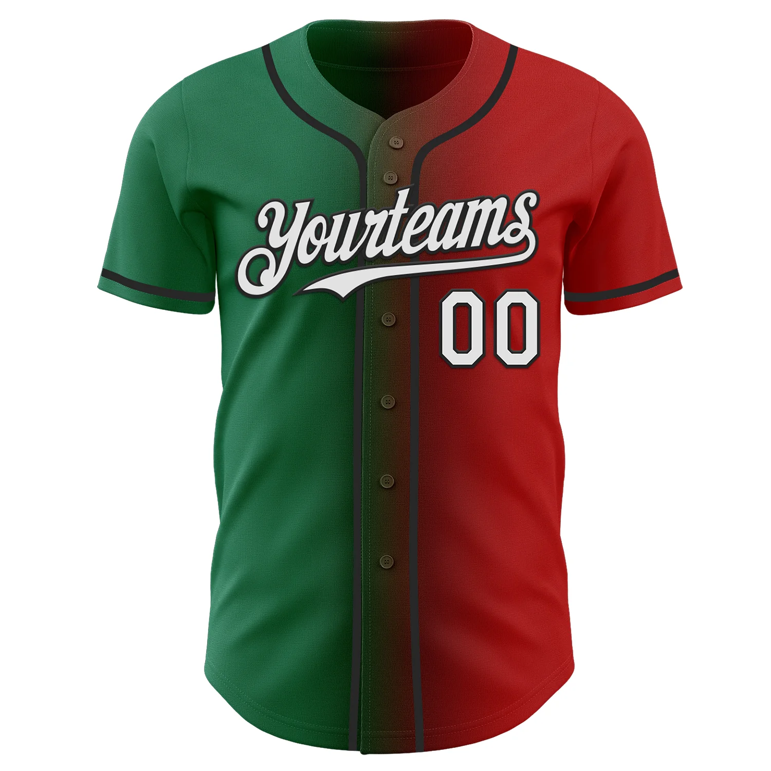 Custom Red White Kelly Green-Black Authentic Gradient Fashion Baseball Jersey - Image 2