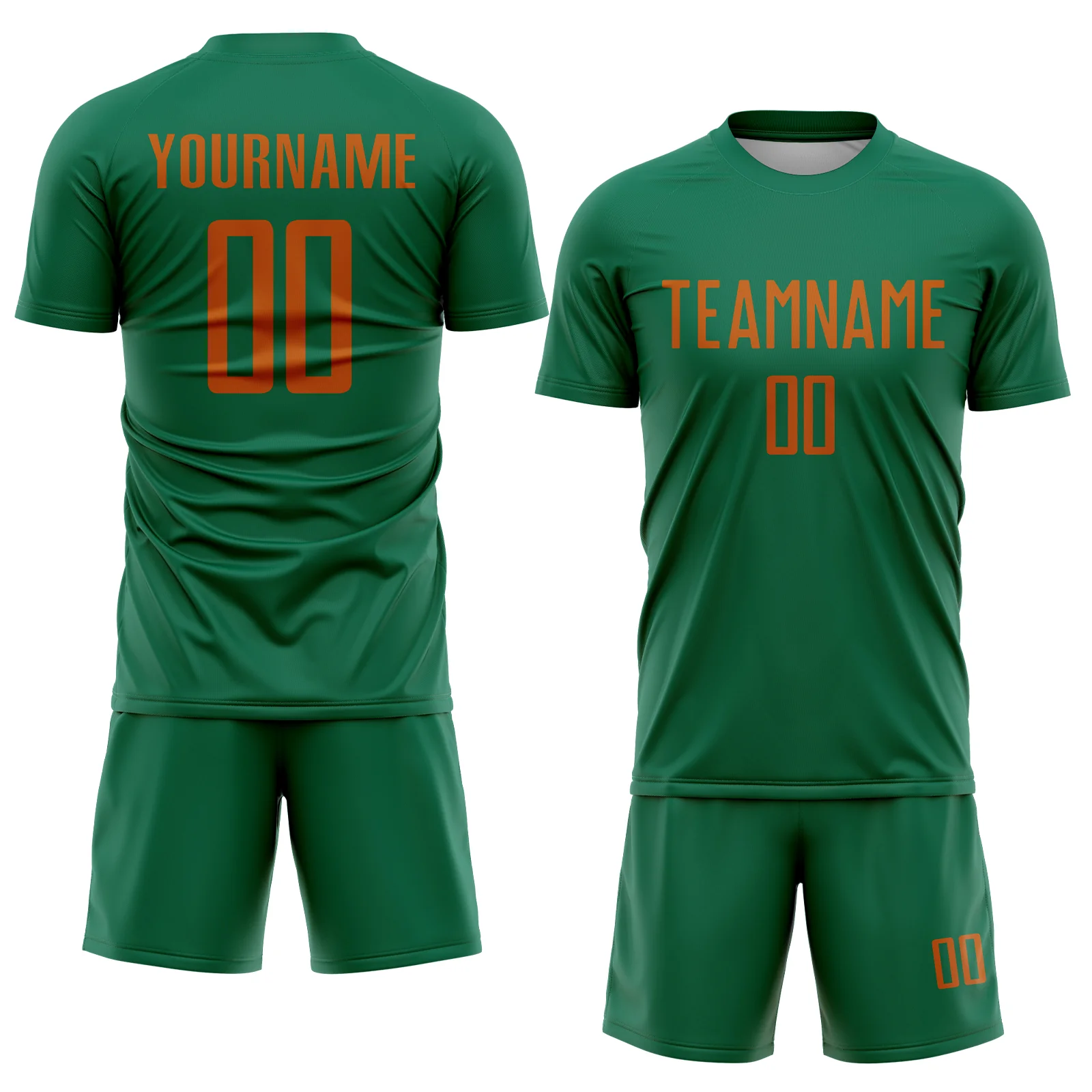 Custom Kelly Green Texas Orange Sublimation Soccer Uniform Jersey - Image 2
