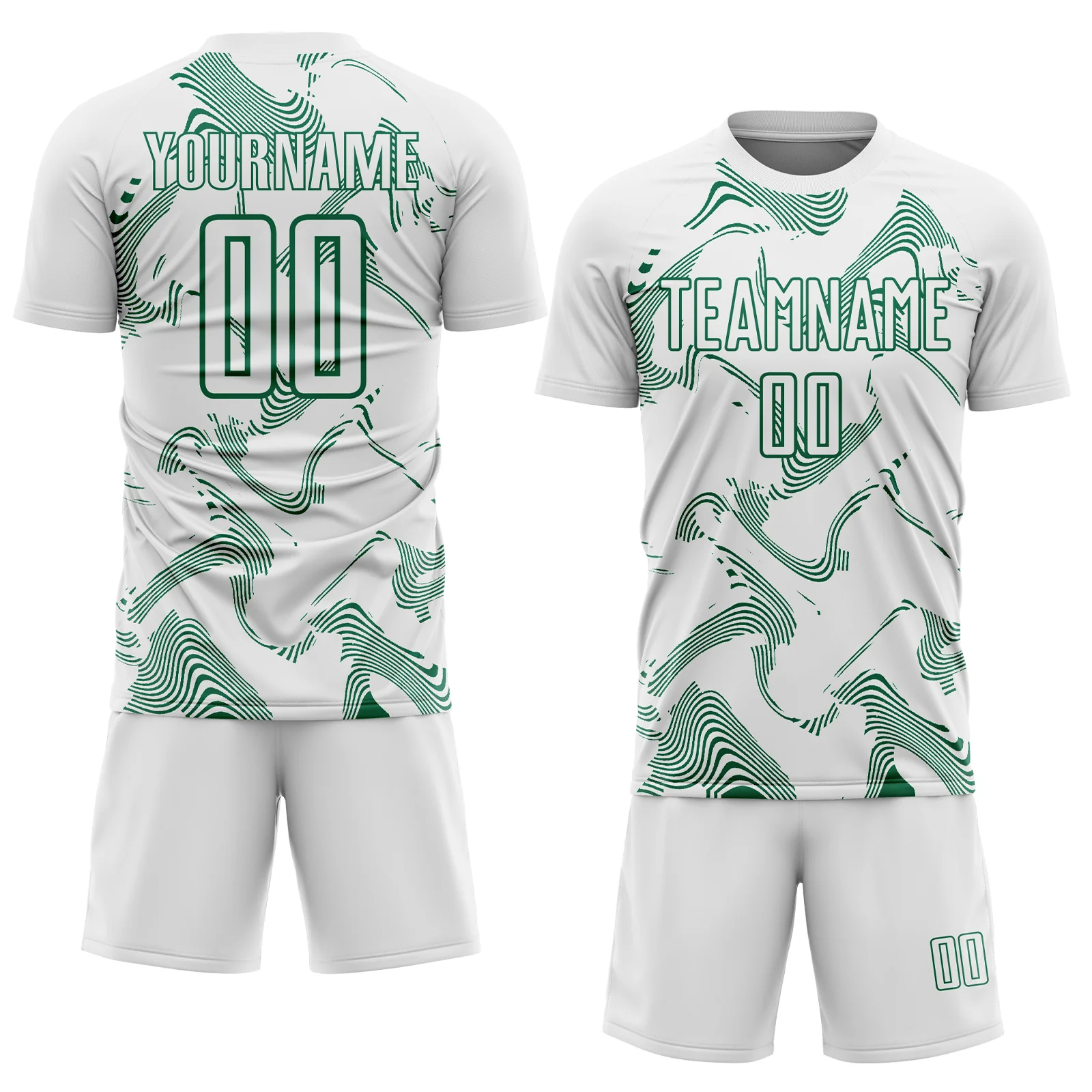 Custom White Kelly Green Curve Lines Sports Sublimation Soccer Uniform Jersey - Image 2